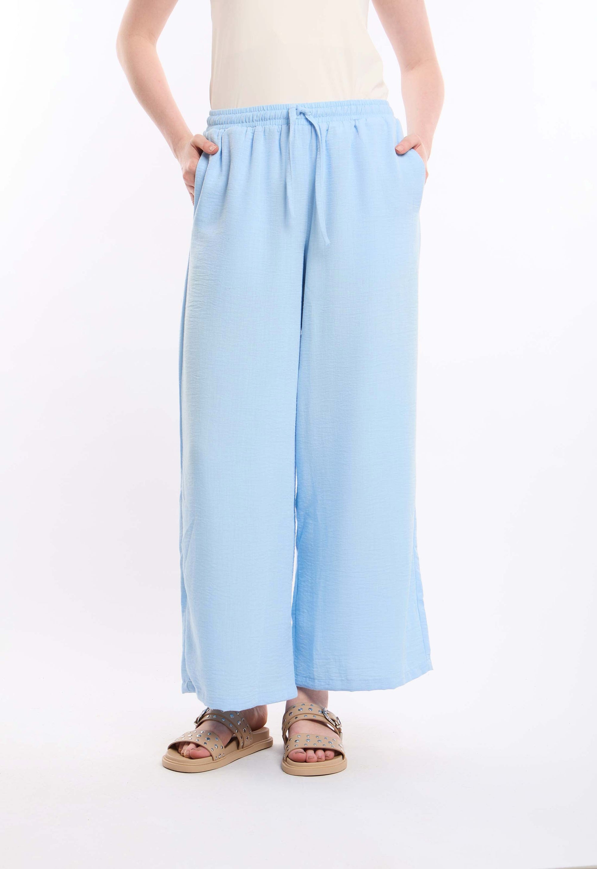 Wide-Leg Pants with Drawstring Waist