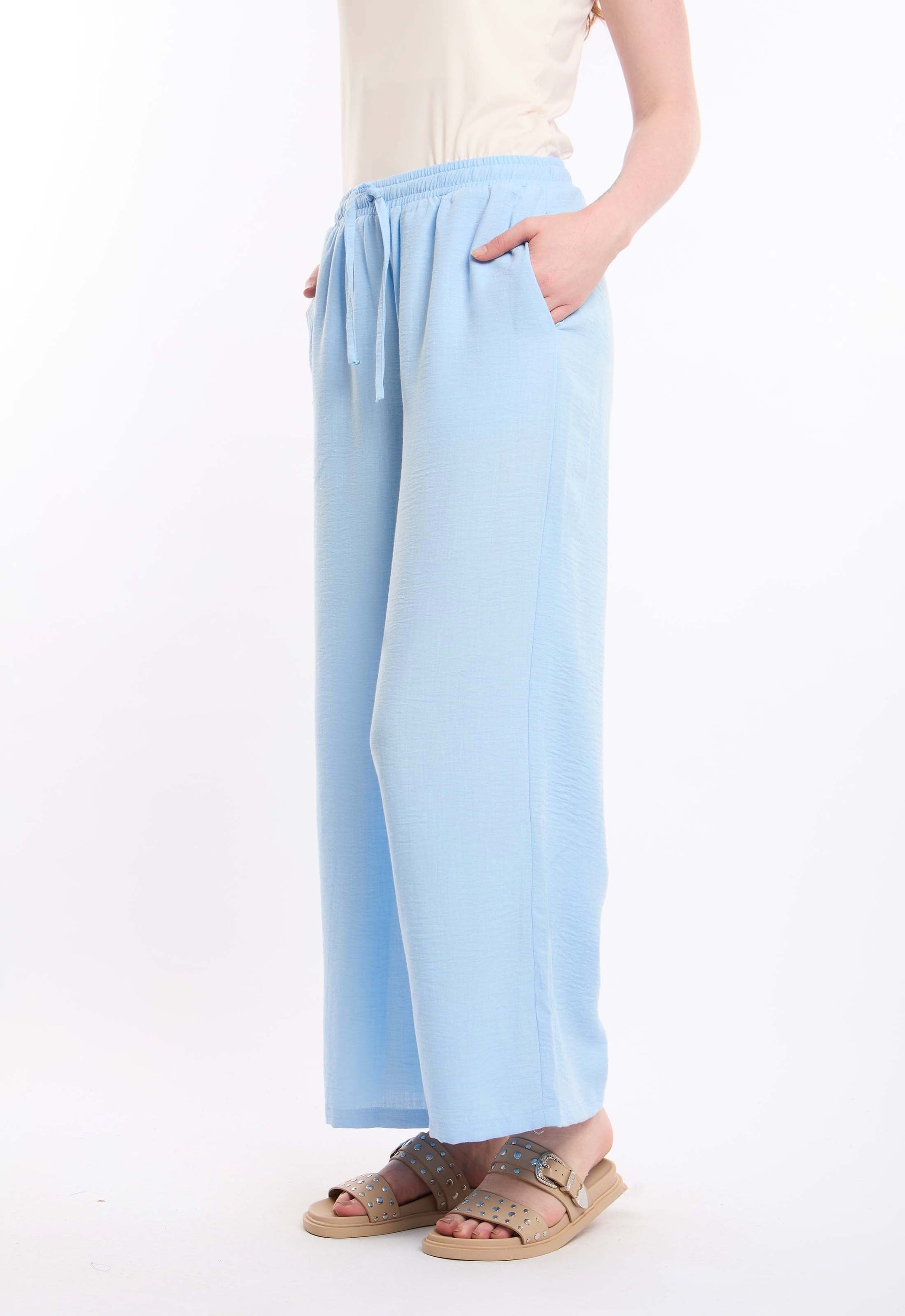 Wide-Leg Pants with Drawstring Waist