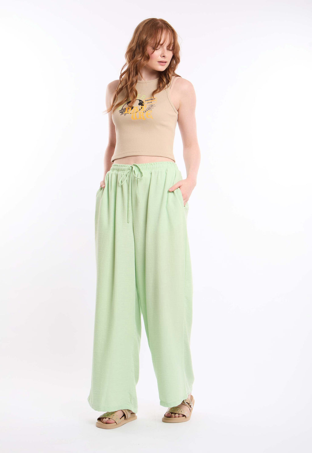 Wide-Leg Pants with Drawstring Waist