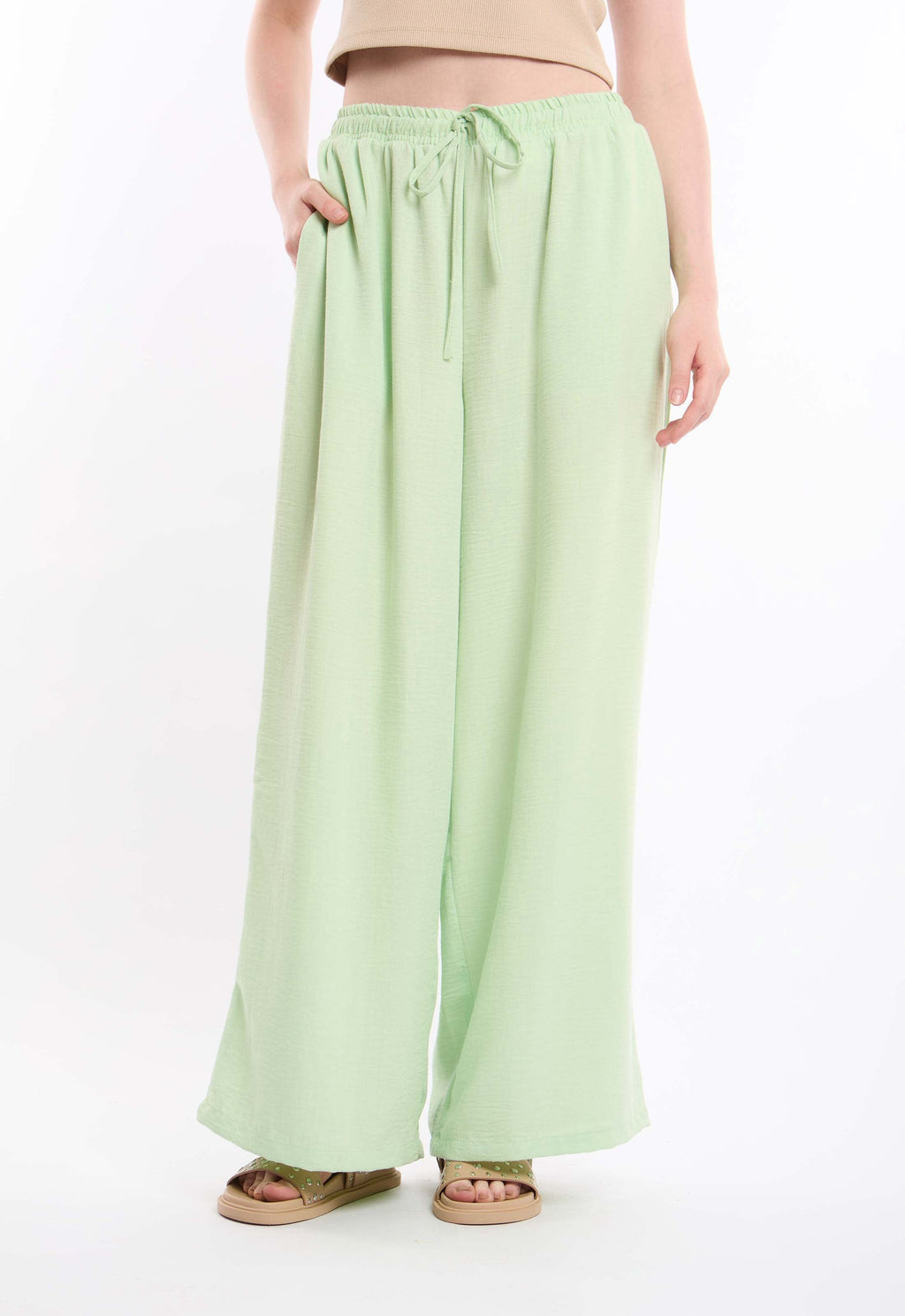Wide-Leg Pants with Drawstring Waist