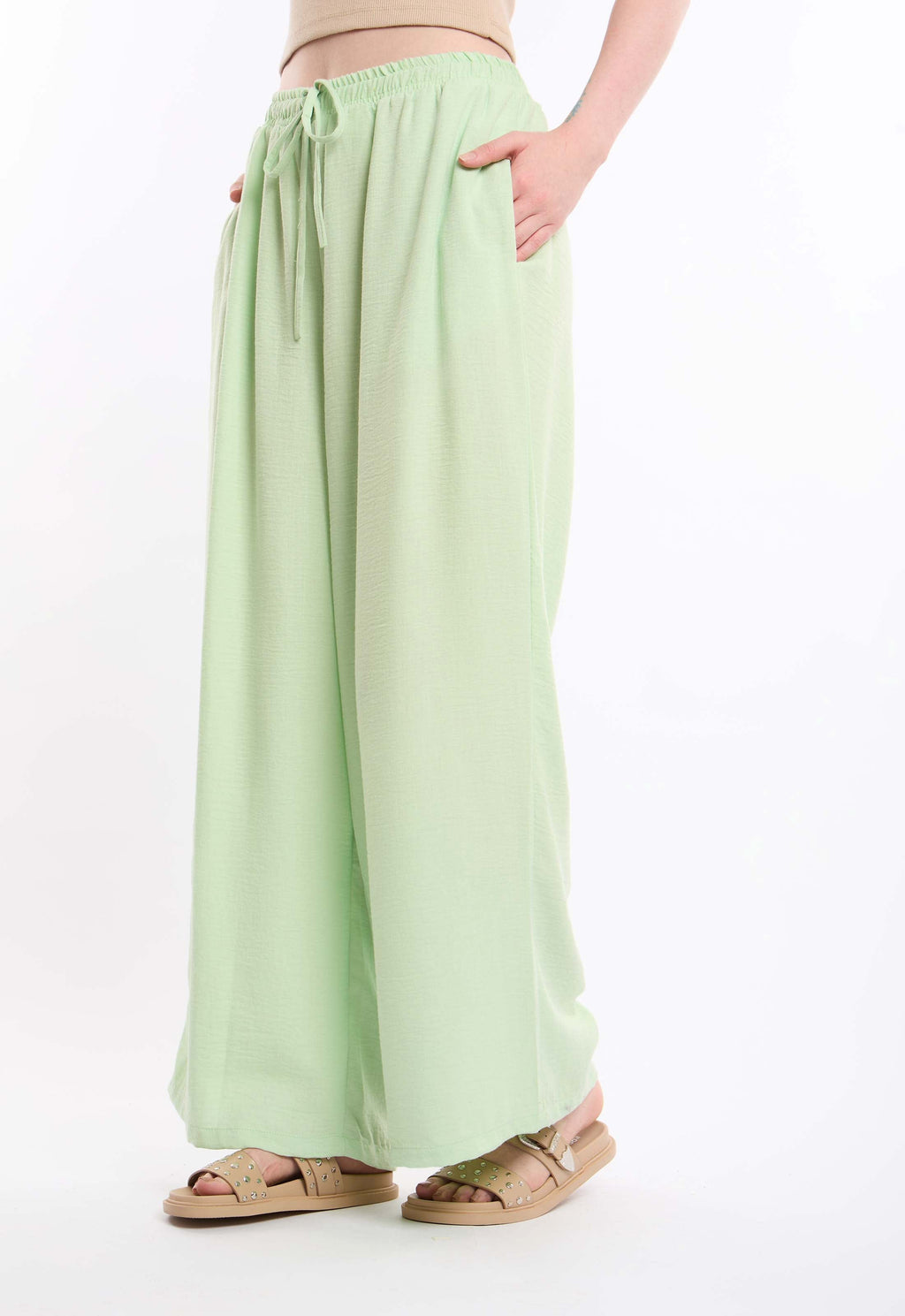 Wide-Leg Pants with Drawstring Waist