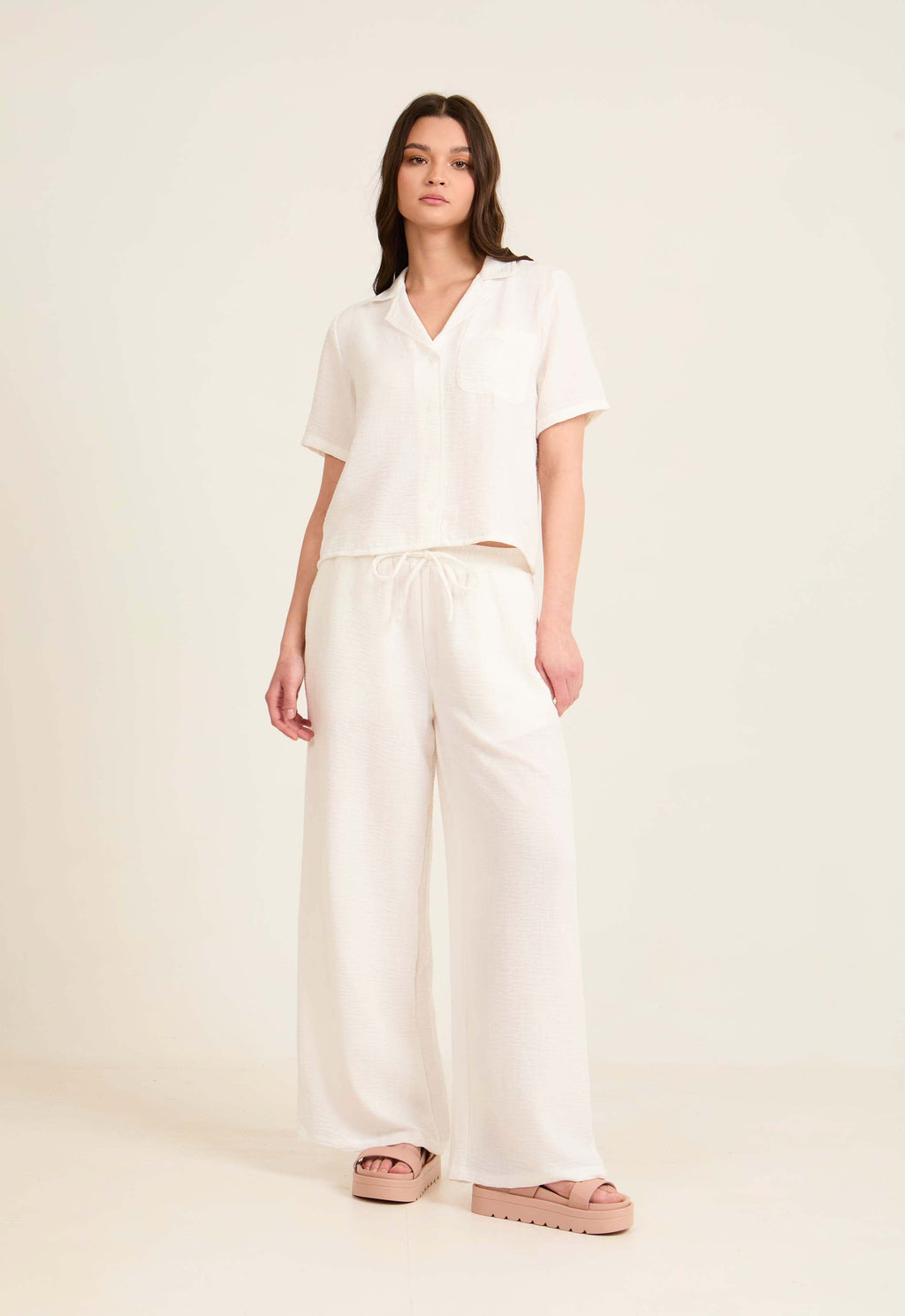 Wide-Leg Pants with Drawstring Waist