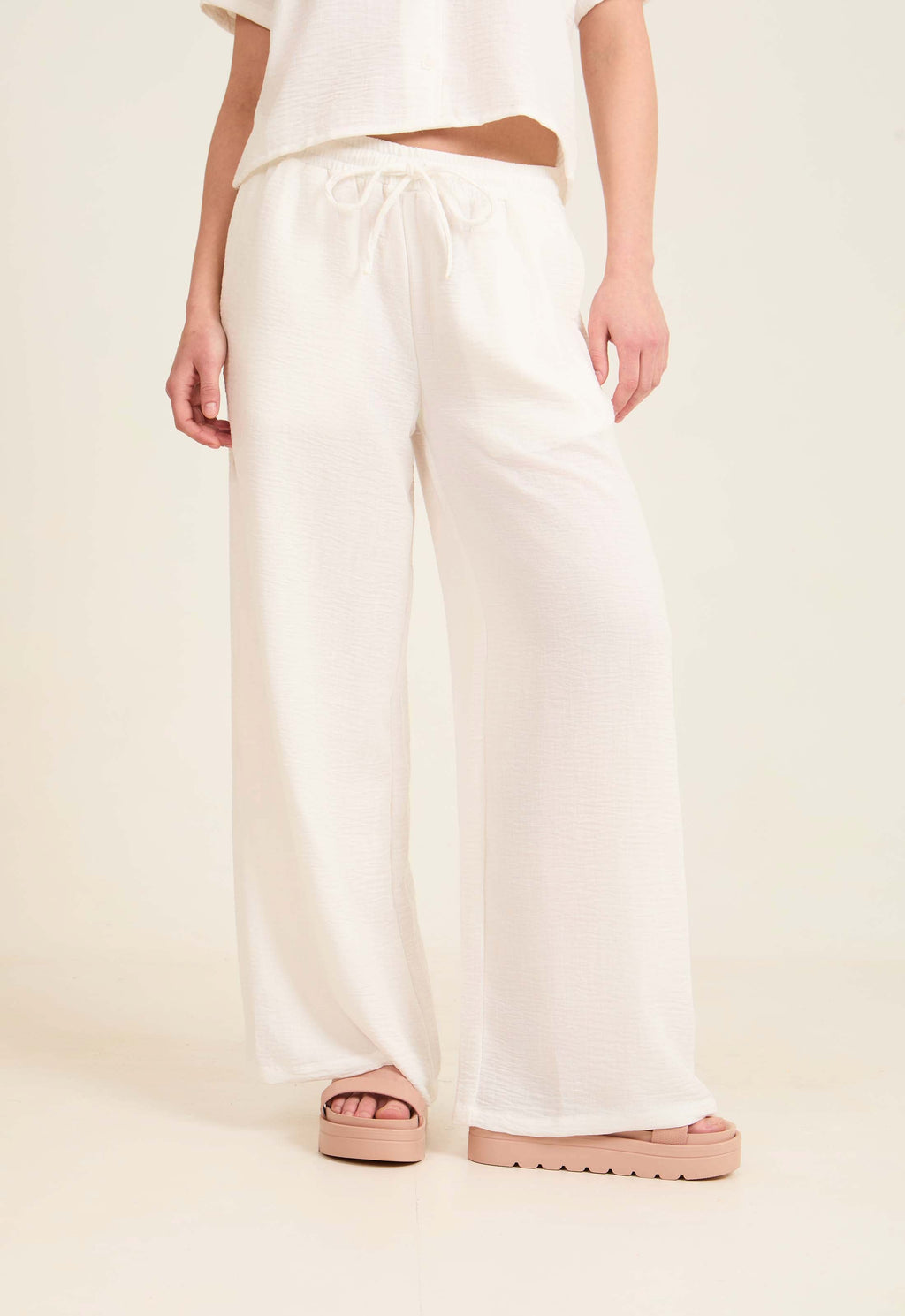 Wide-Leg Pants with Drawstring Waist