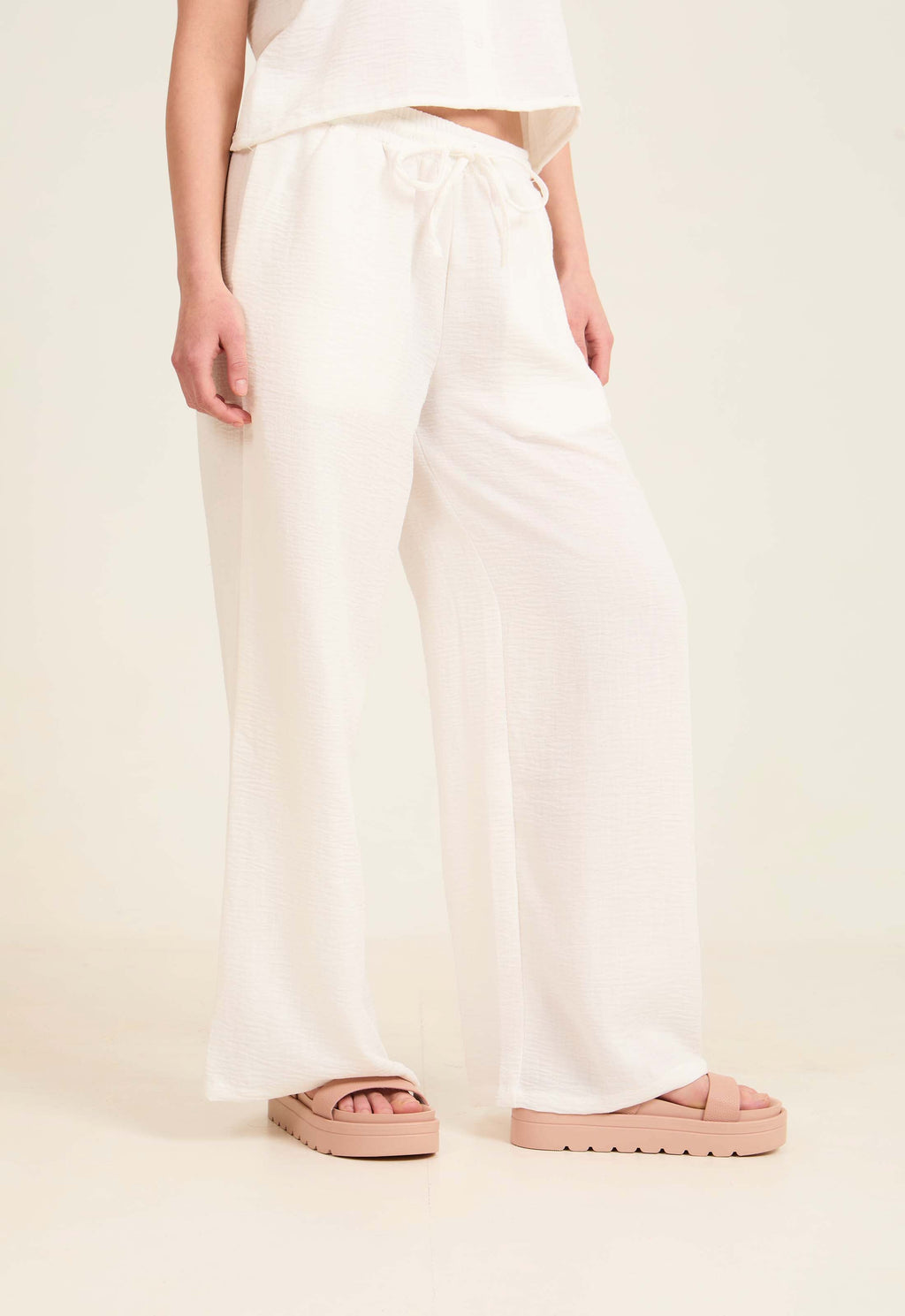 Wide-Leg Pants with Drawstring Waist