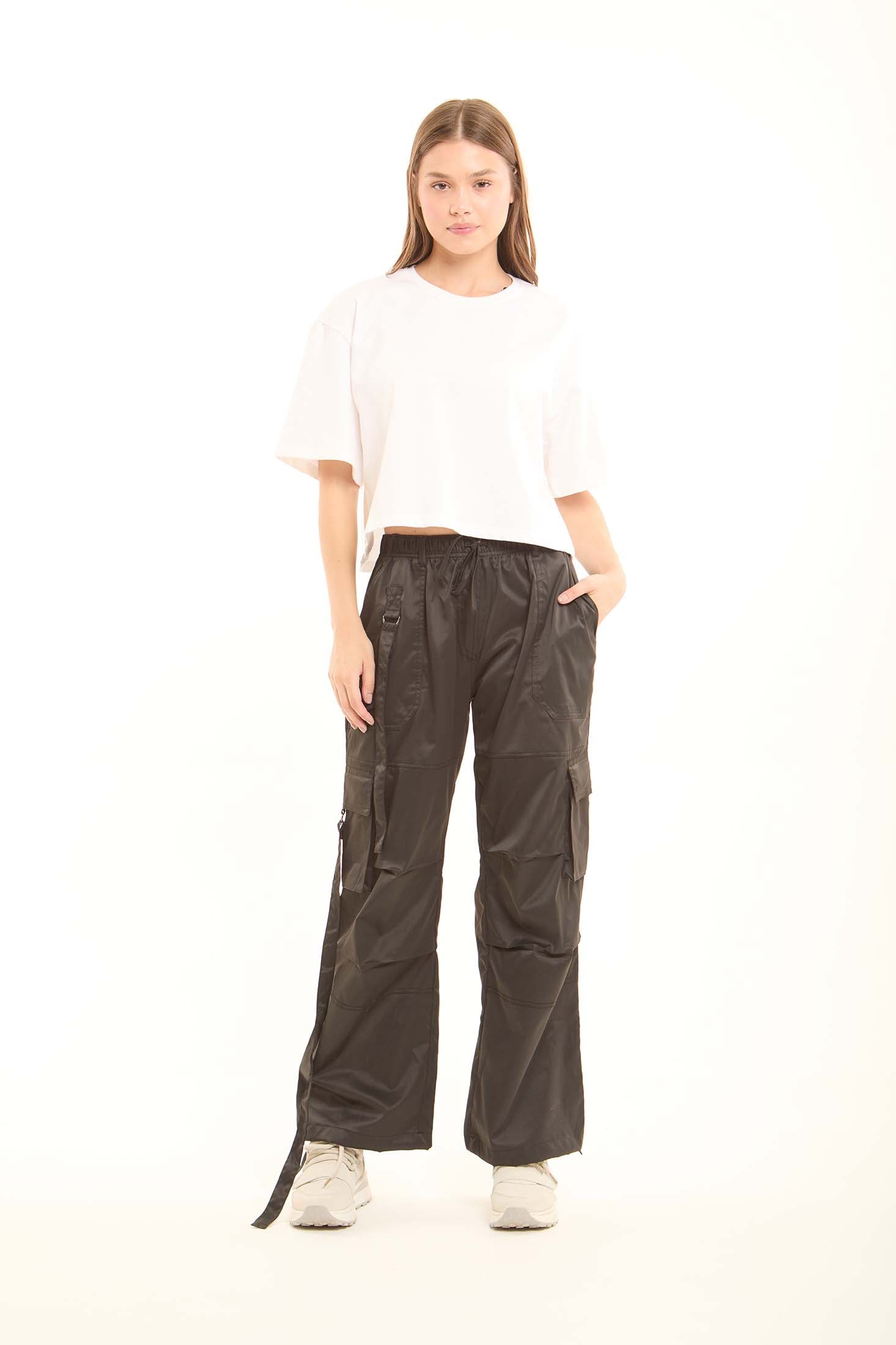 Relaxed Cargo Straight Pants with Multi Pockets