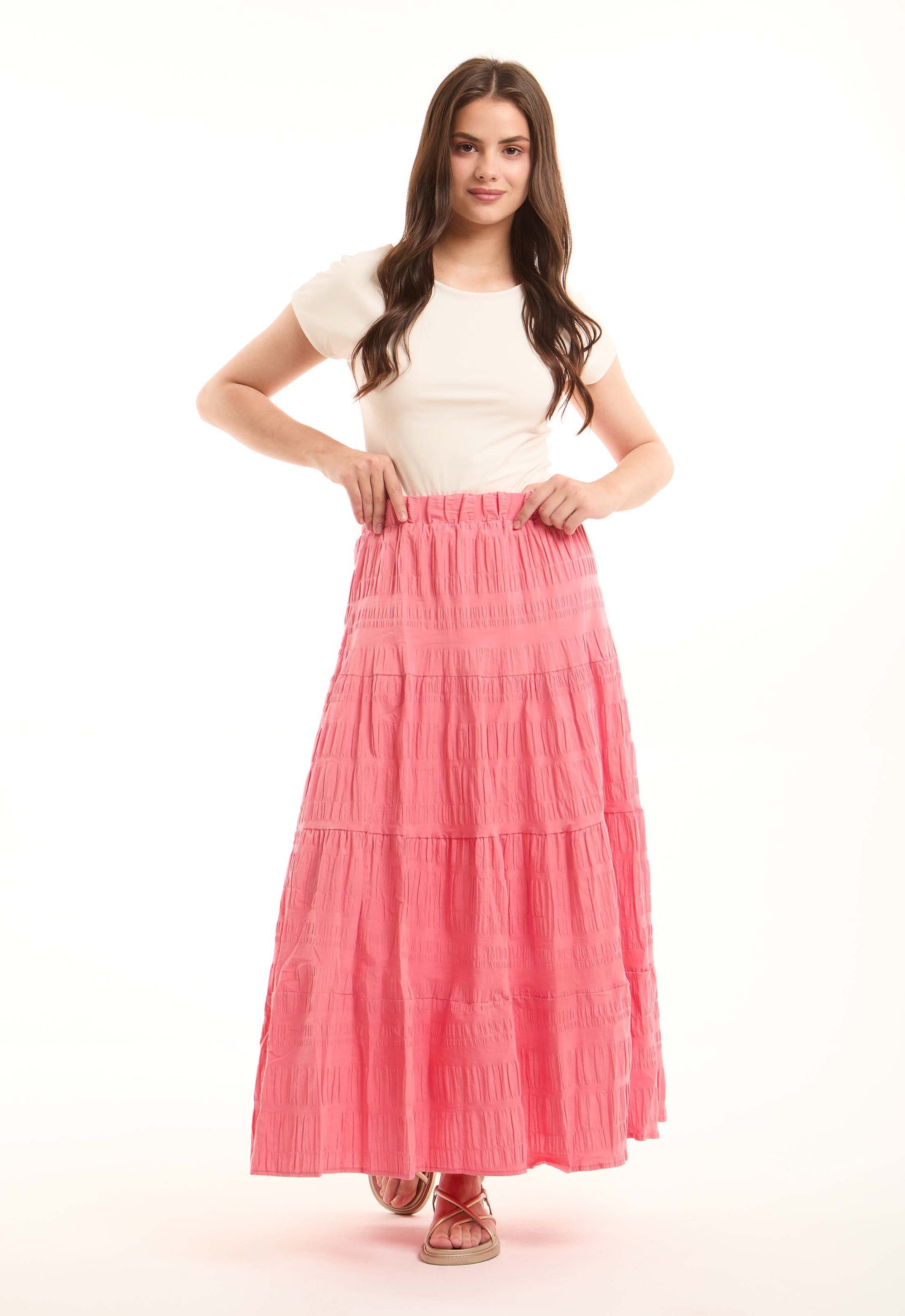 Slip On Summer Tiered Maxi Skirt