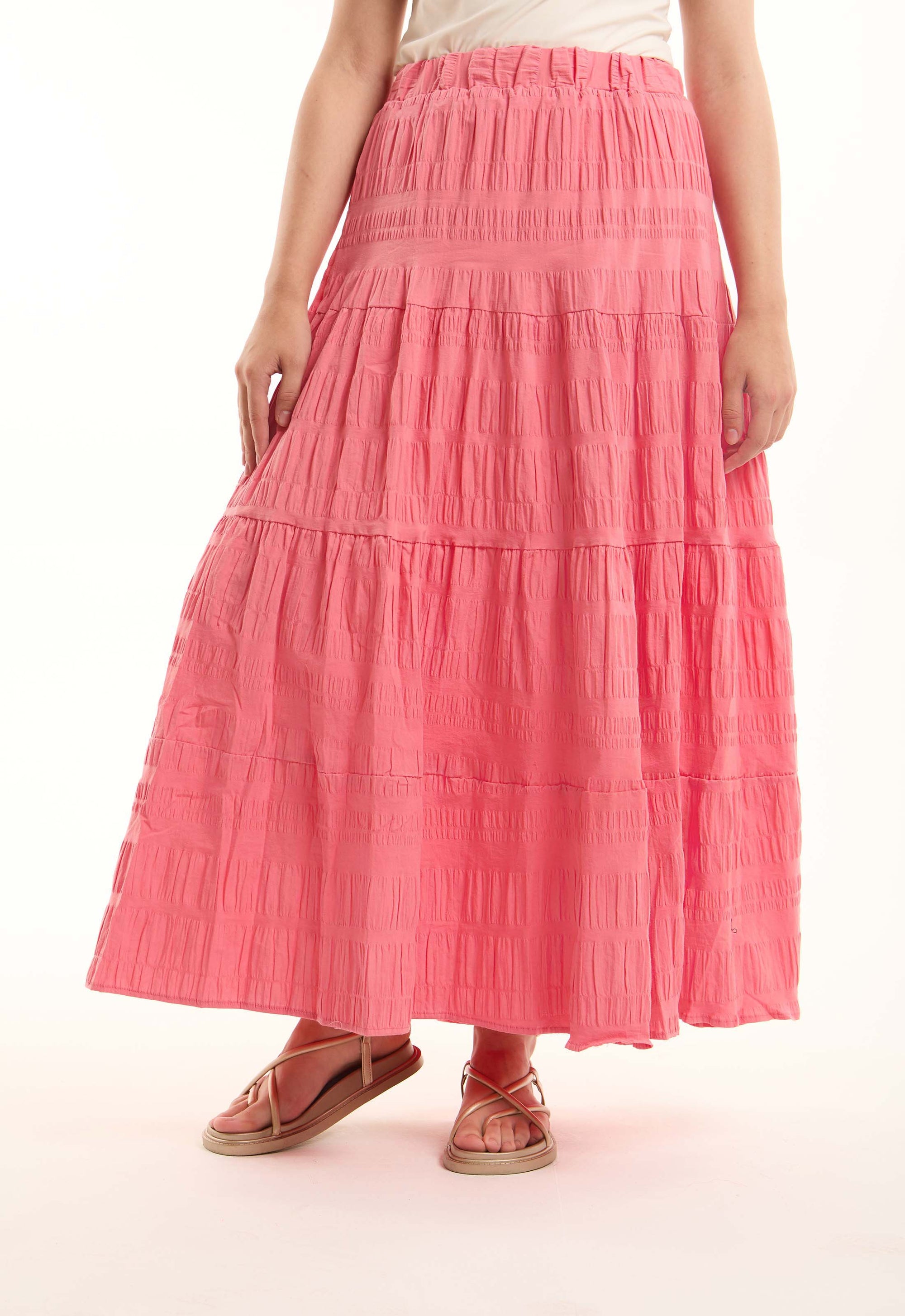 Slip On Summer Tiered Maxi Skirt