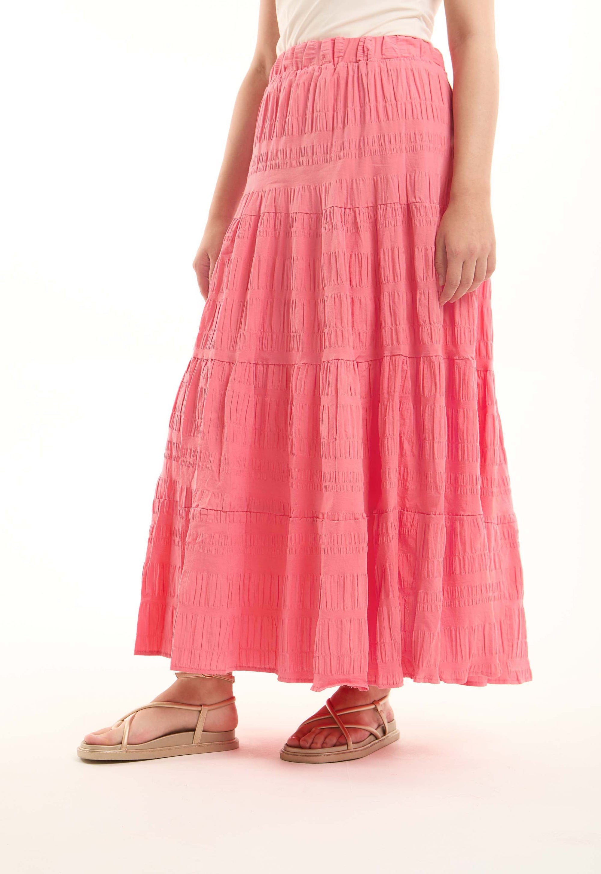Slip On Summer Tiered Maxi Skirt