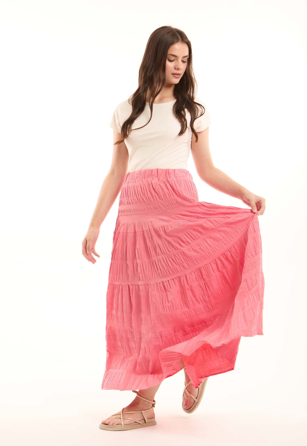 Slip On Summer Tiered Maxi Skirt
