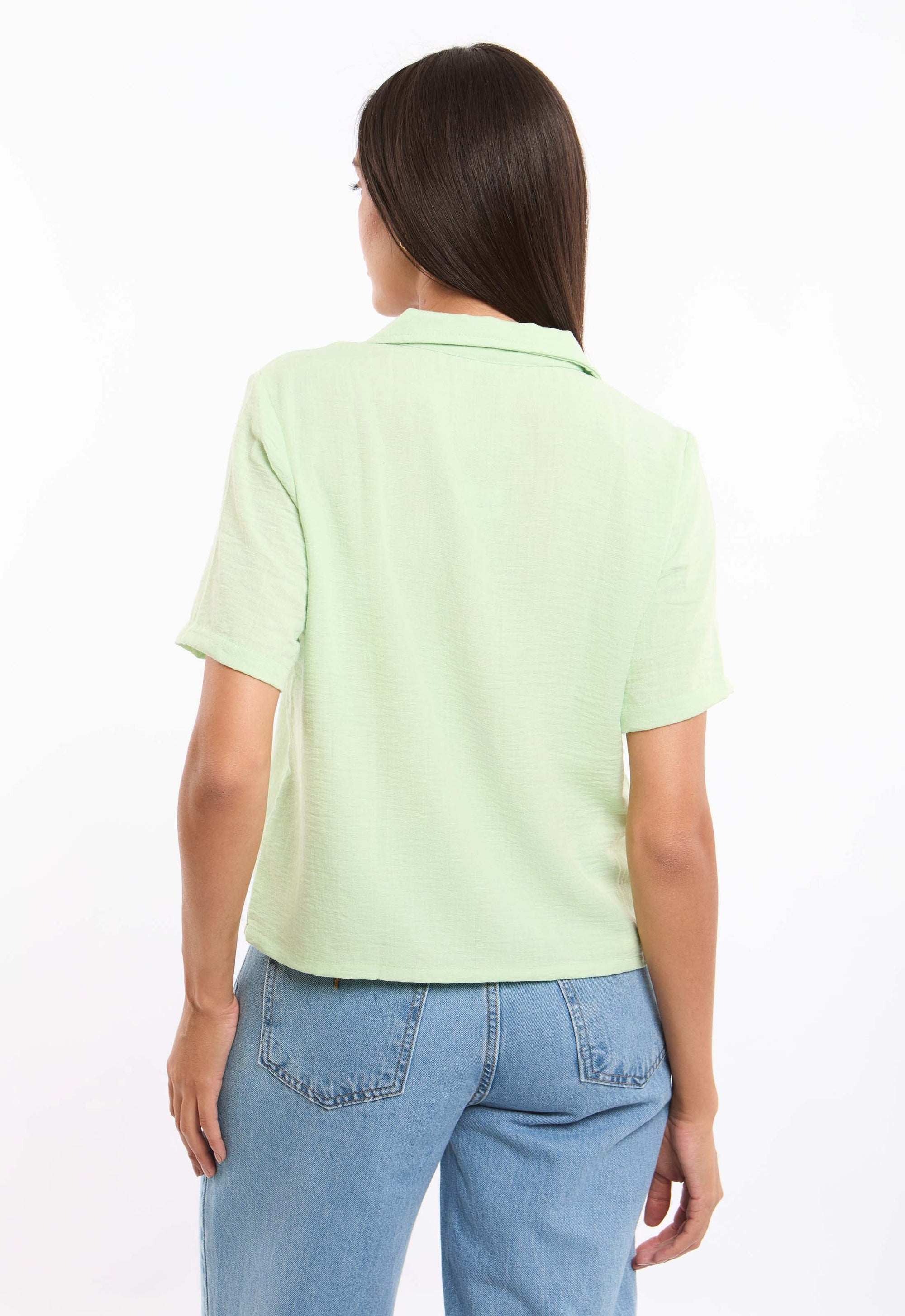 Button-Front Blouse Featuring a Lapel Collar