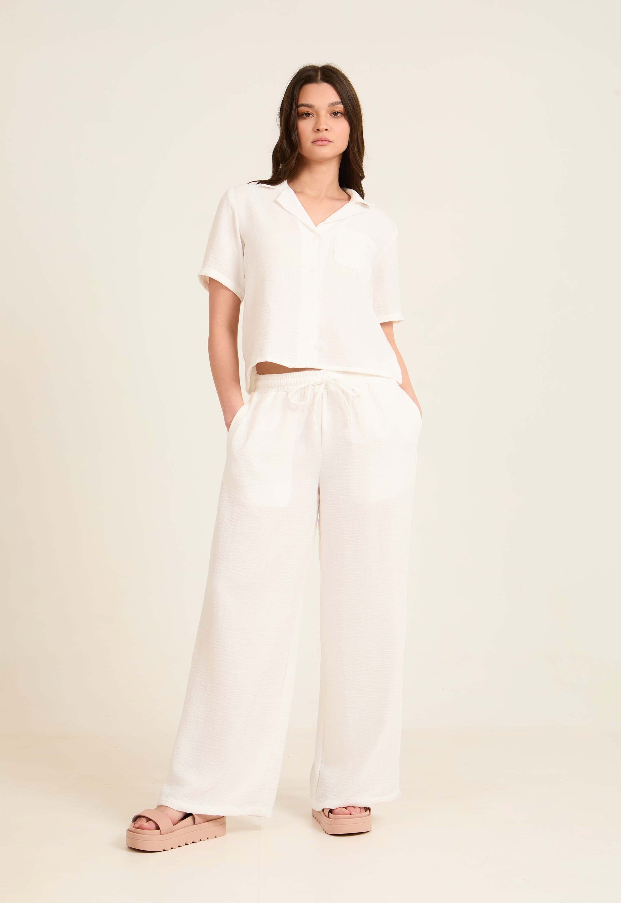 Button-Front Blouse Featuring a Lapel Collar