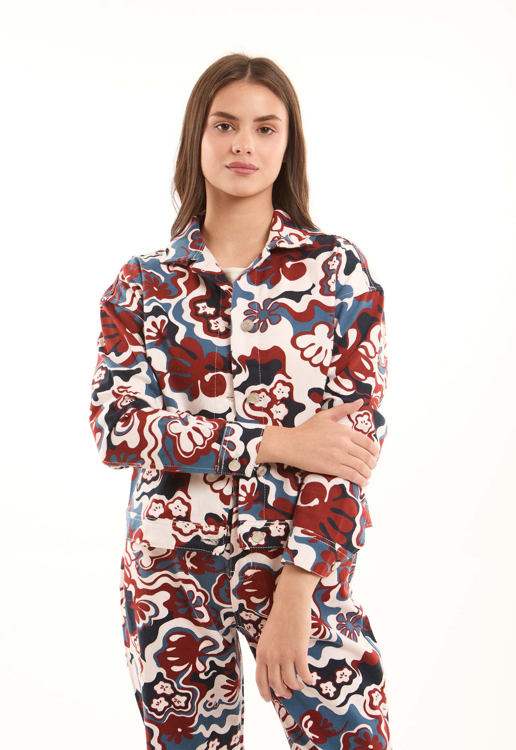 Printed Cotton Jacket with Structured Fit