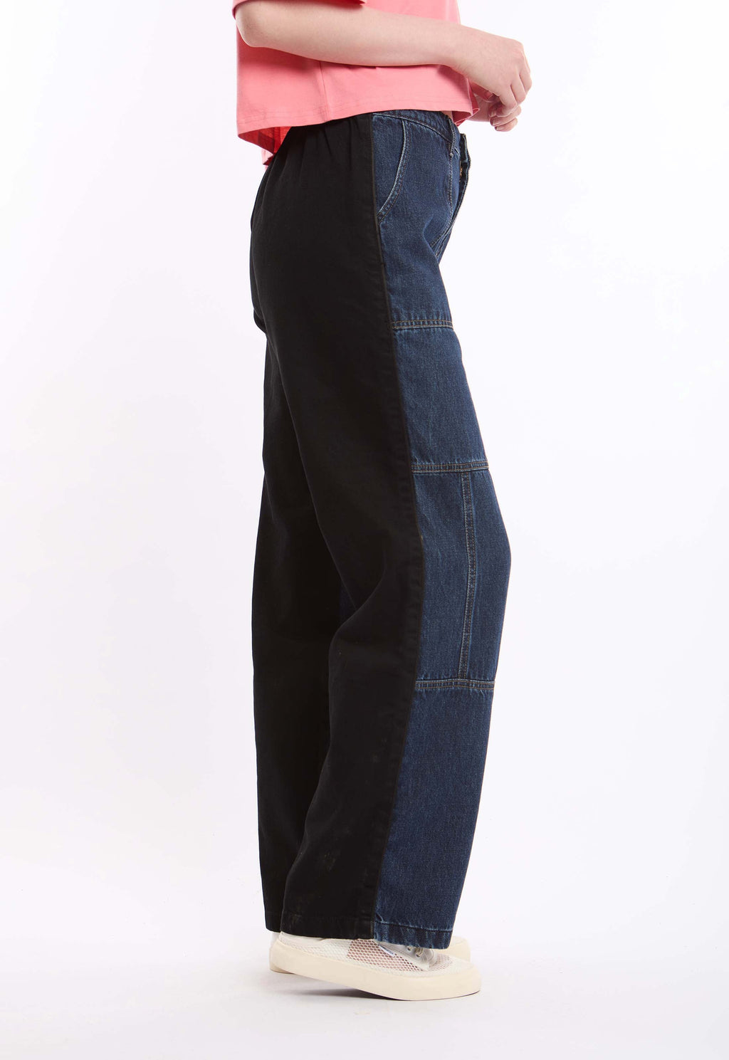 High-Rise Straight Denim Jeans with Classic Stitching