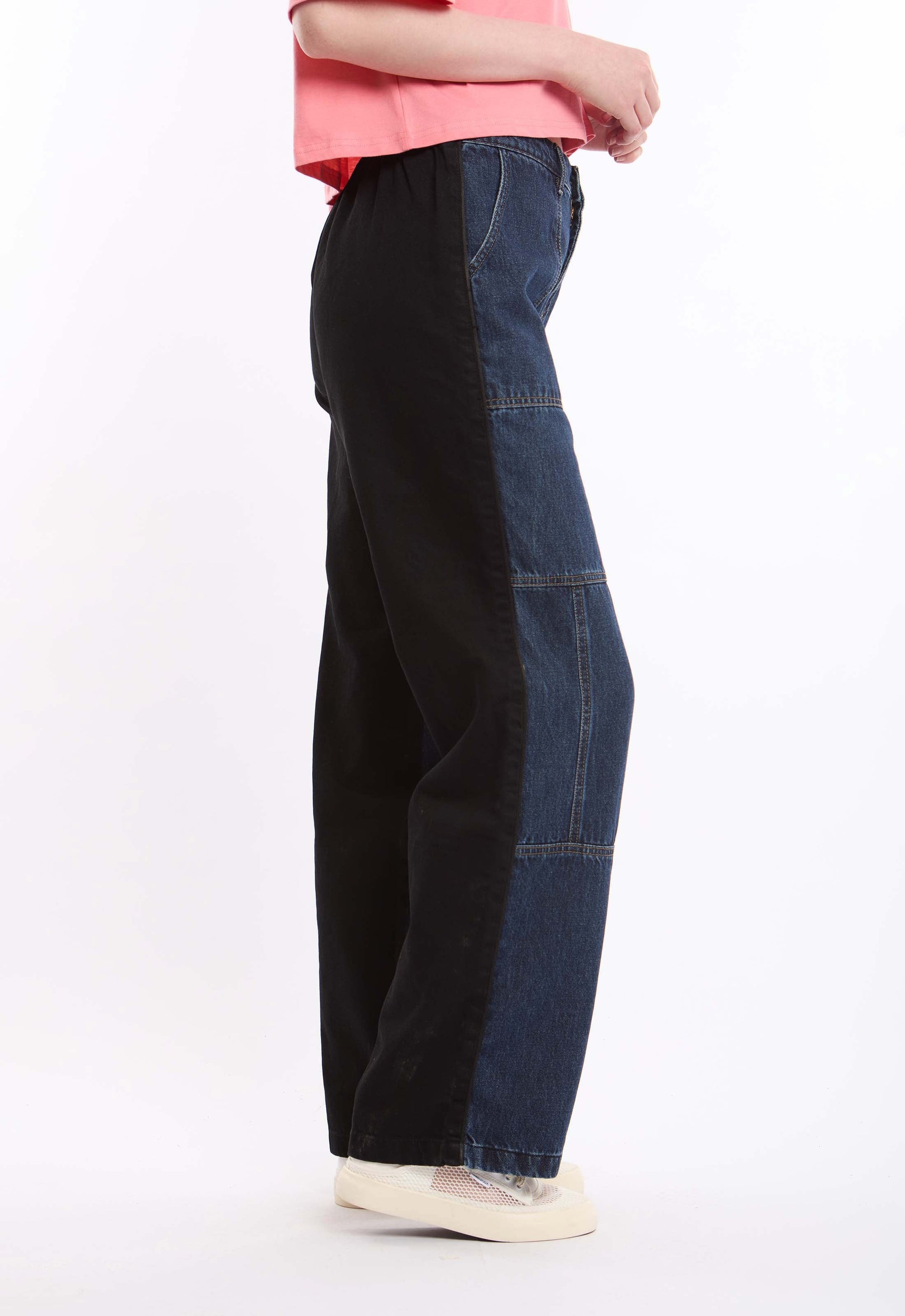 High-Rise Straight Denim Jeans with Classic Stitching