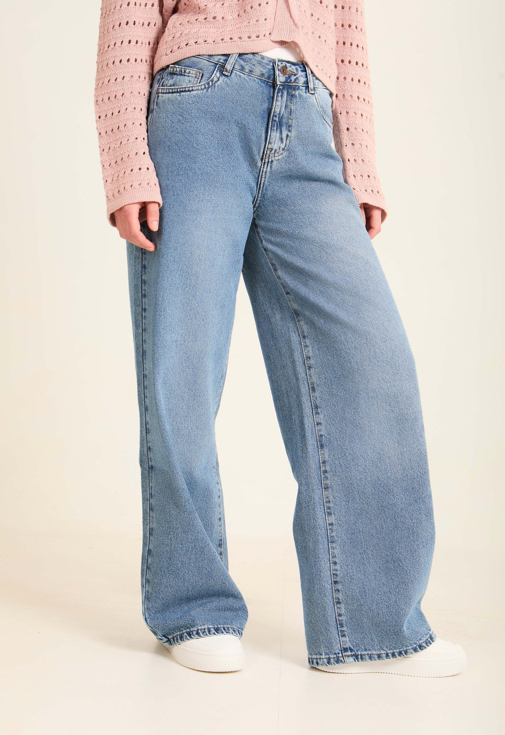 Wide-Leg Denim Pants with Relaxed Silhouette