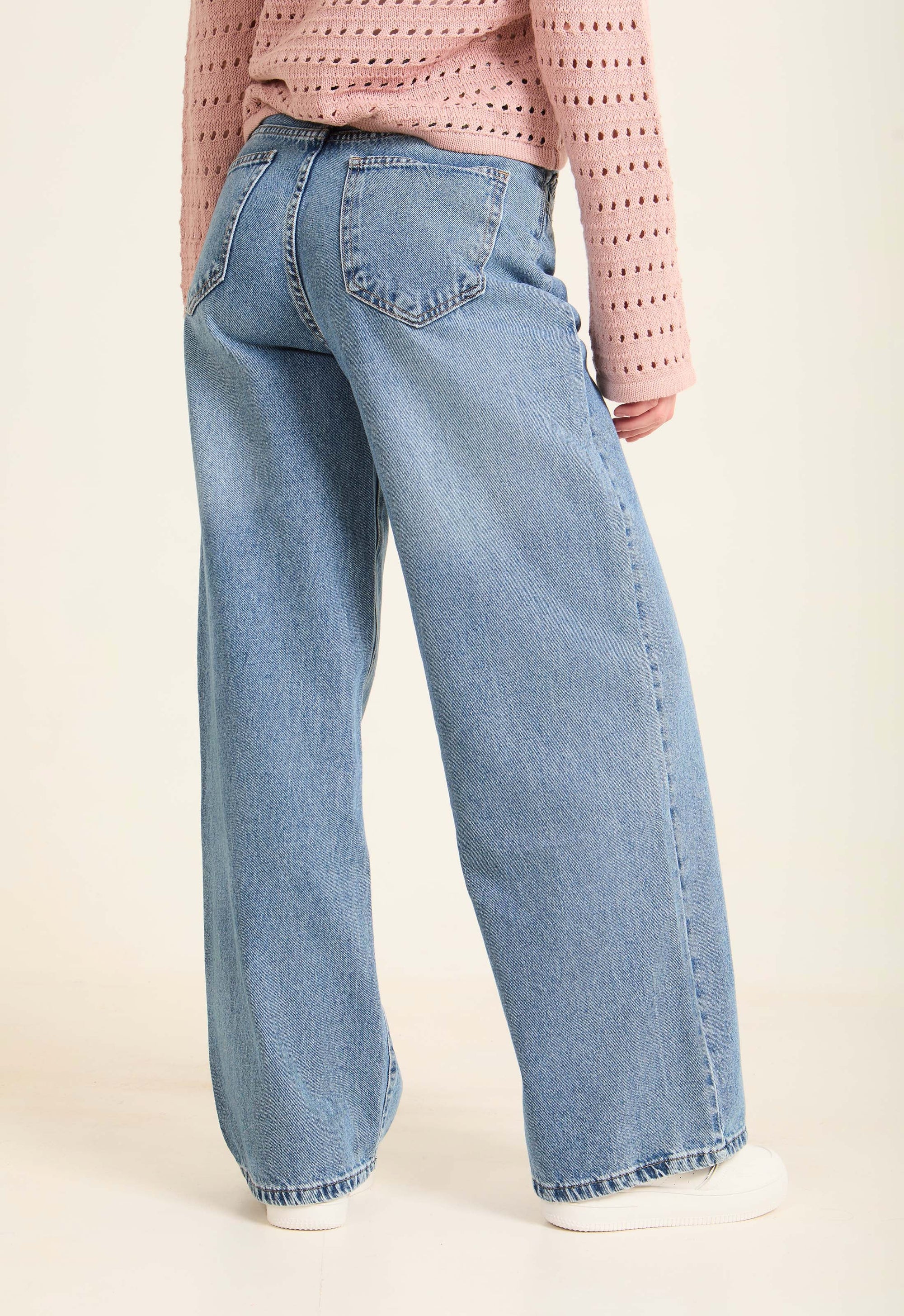 Wide-Leg Denim Pants with Relaxed Silhouette