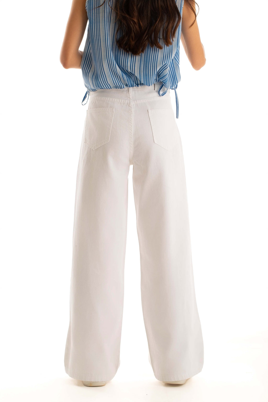 High-Waist Wide-Leg Denim Pants with Flowing Cut