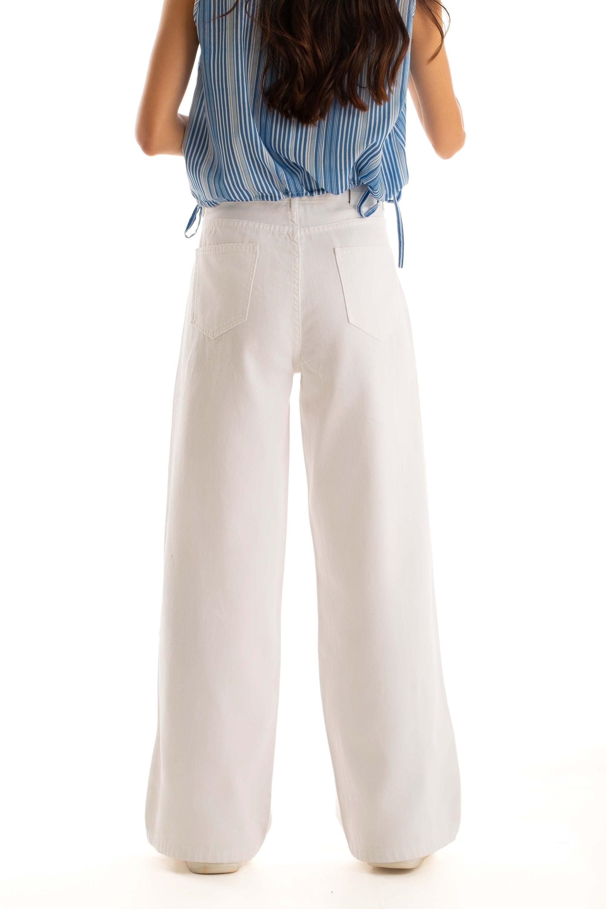 High-Waist Wide-Leg Denim Pants with Flowing Cut