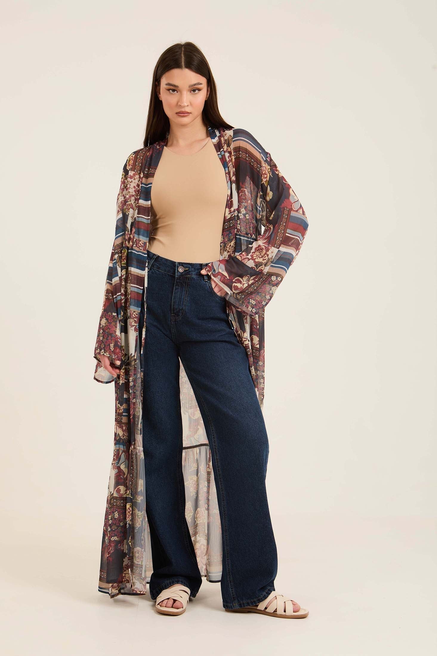 High-Waist Wide-Leg Denim Pants with Flowing Cut