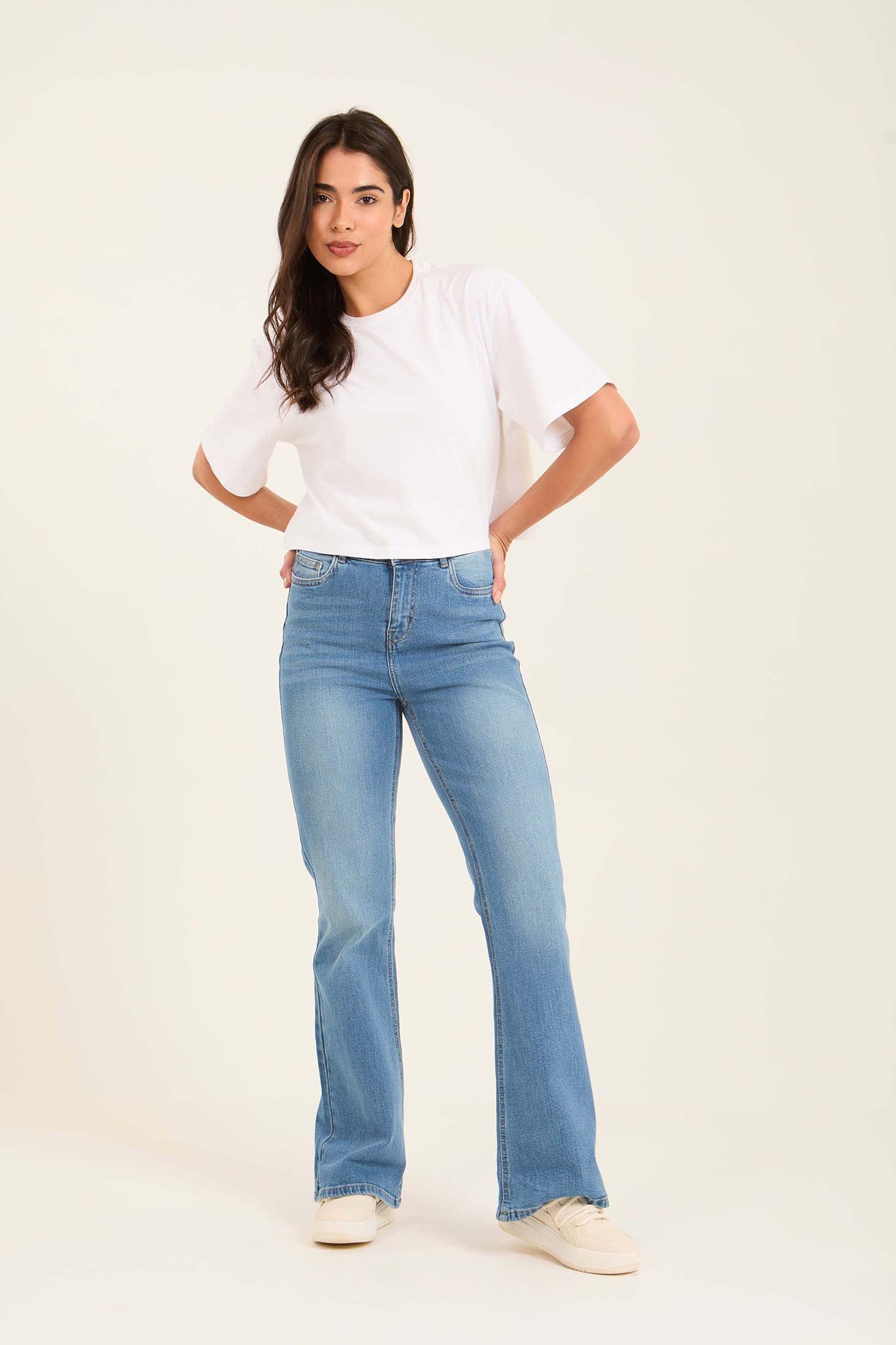 Flared Stretch Denim Pants