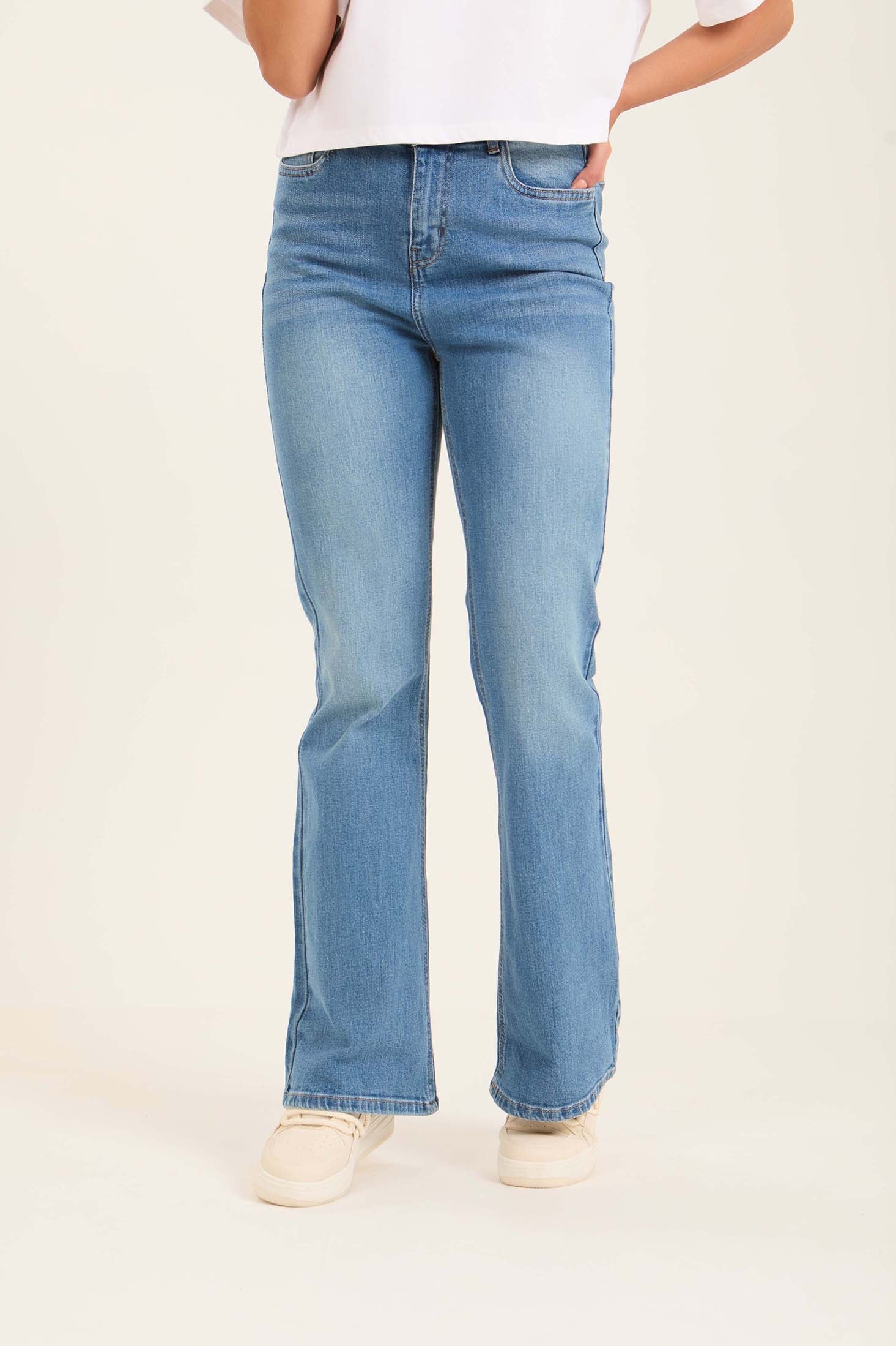 Flared Stretch Denim Pants