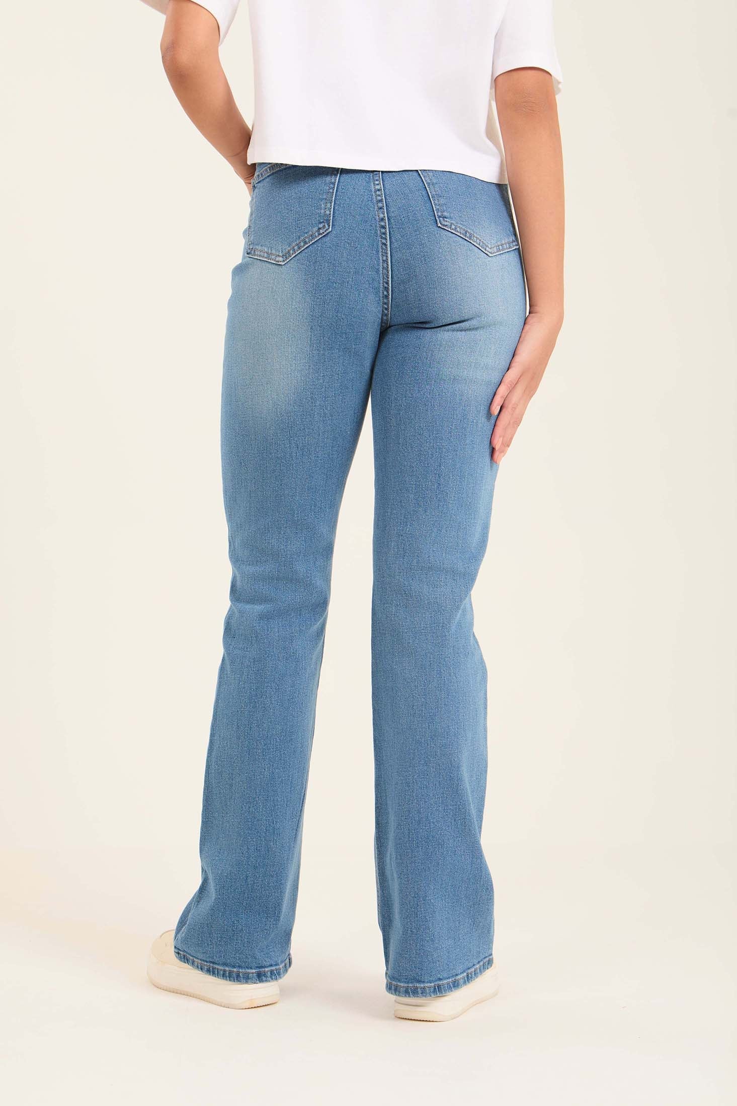 Flared Stretch Denim Pants