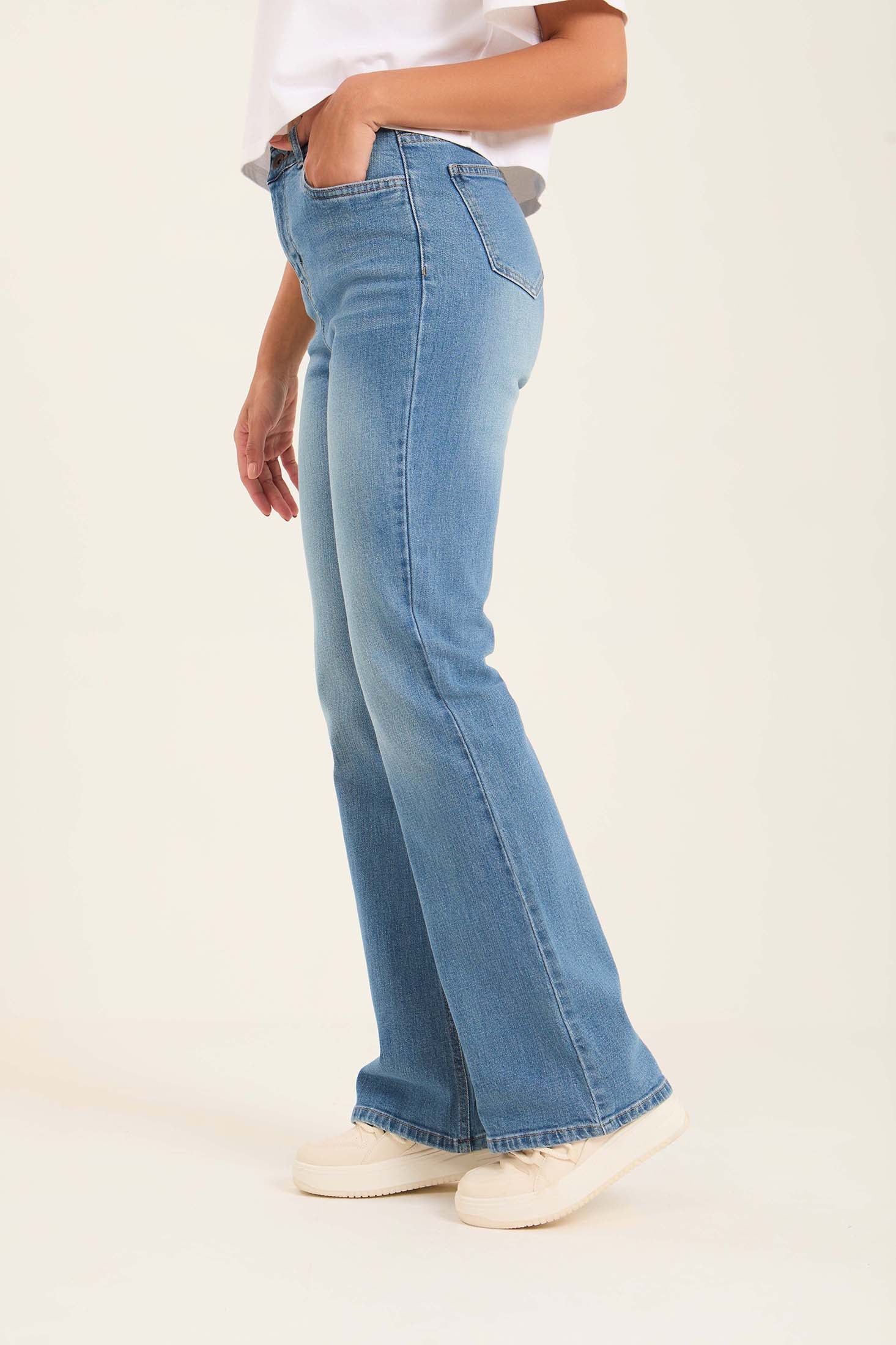 Flared Stretch Denim Pants