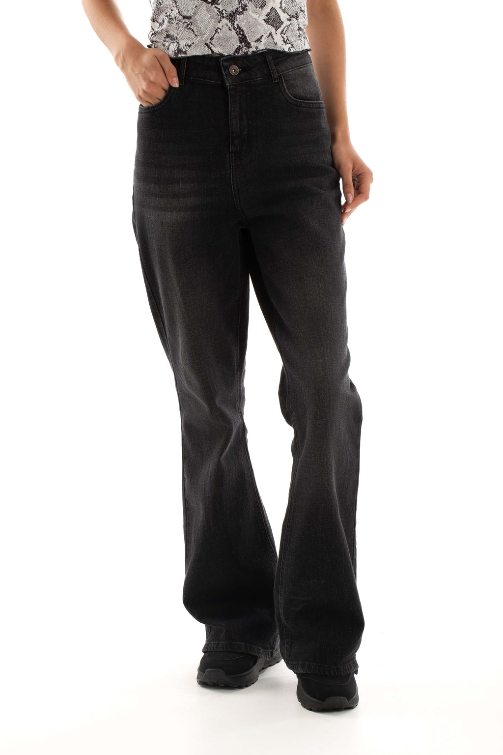 Flared Stretch Denim Pants