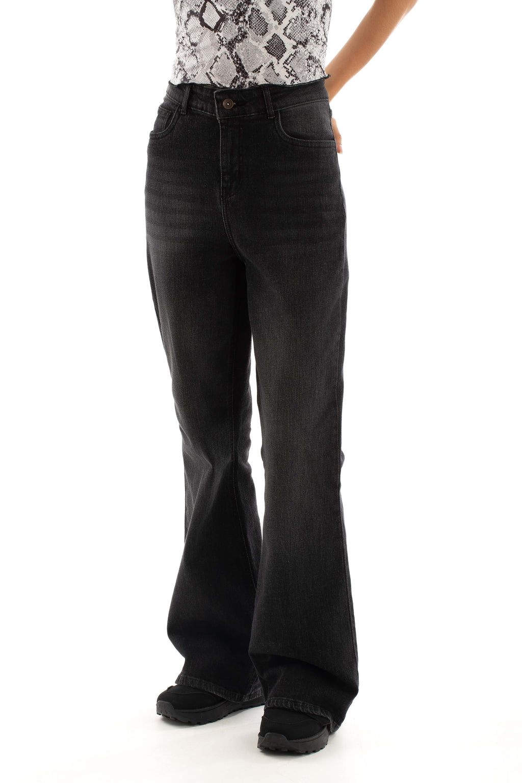 Flared Stretch Denim Pants