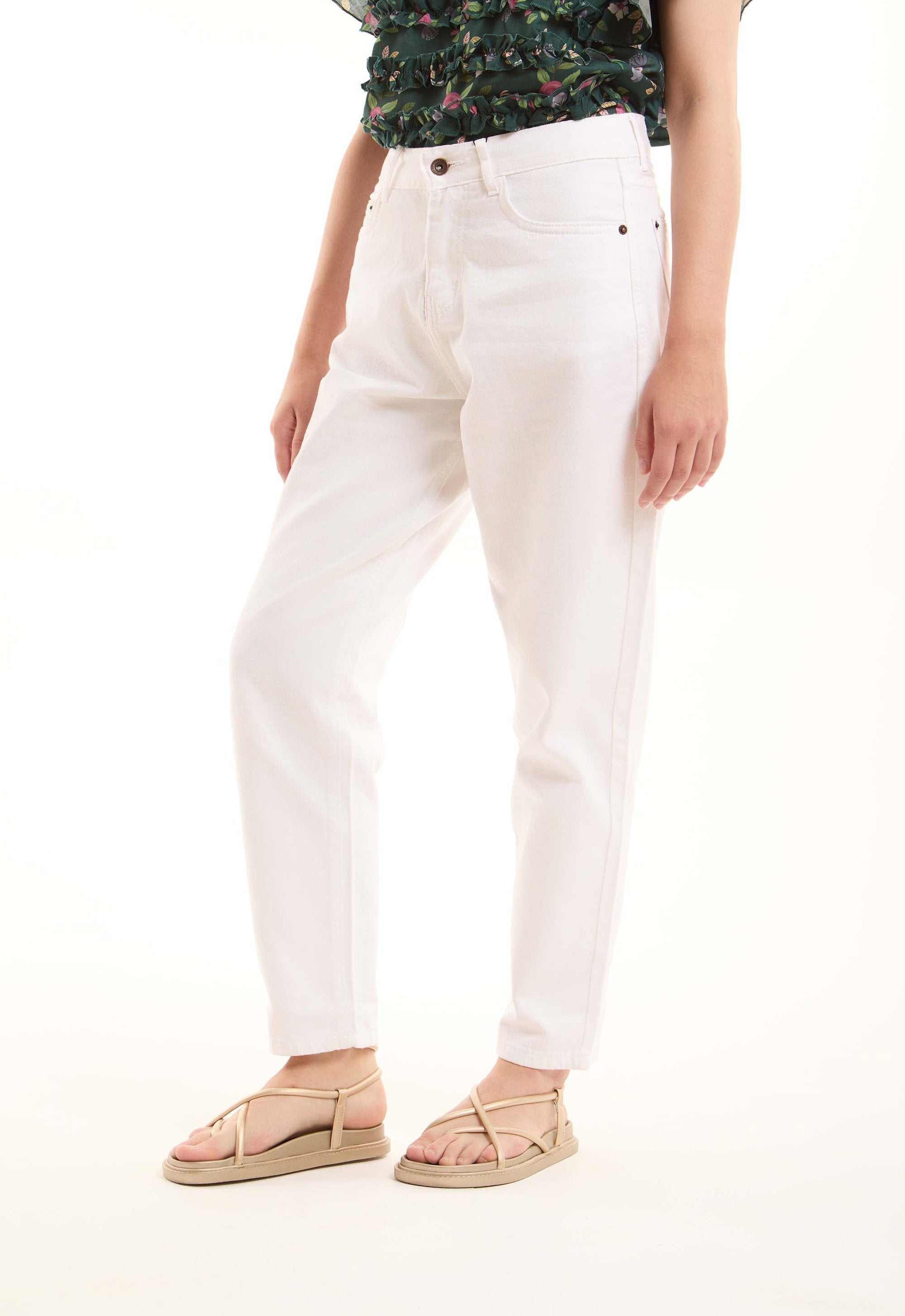 Relaxed Tapered Denim Pants with Soft Drape