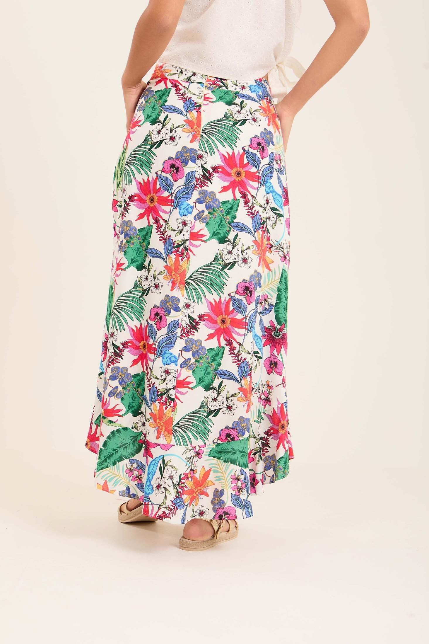 Colorful Summer Colors Floral Skirt with Belt