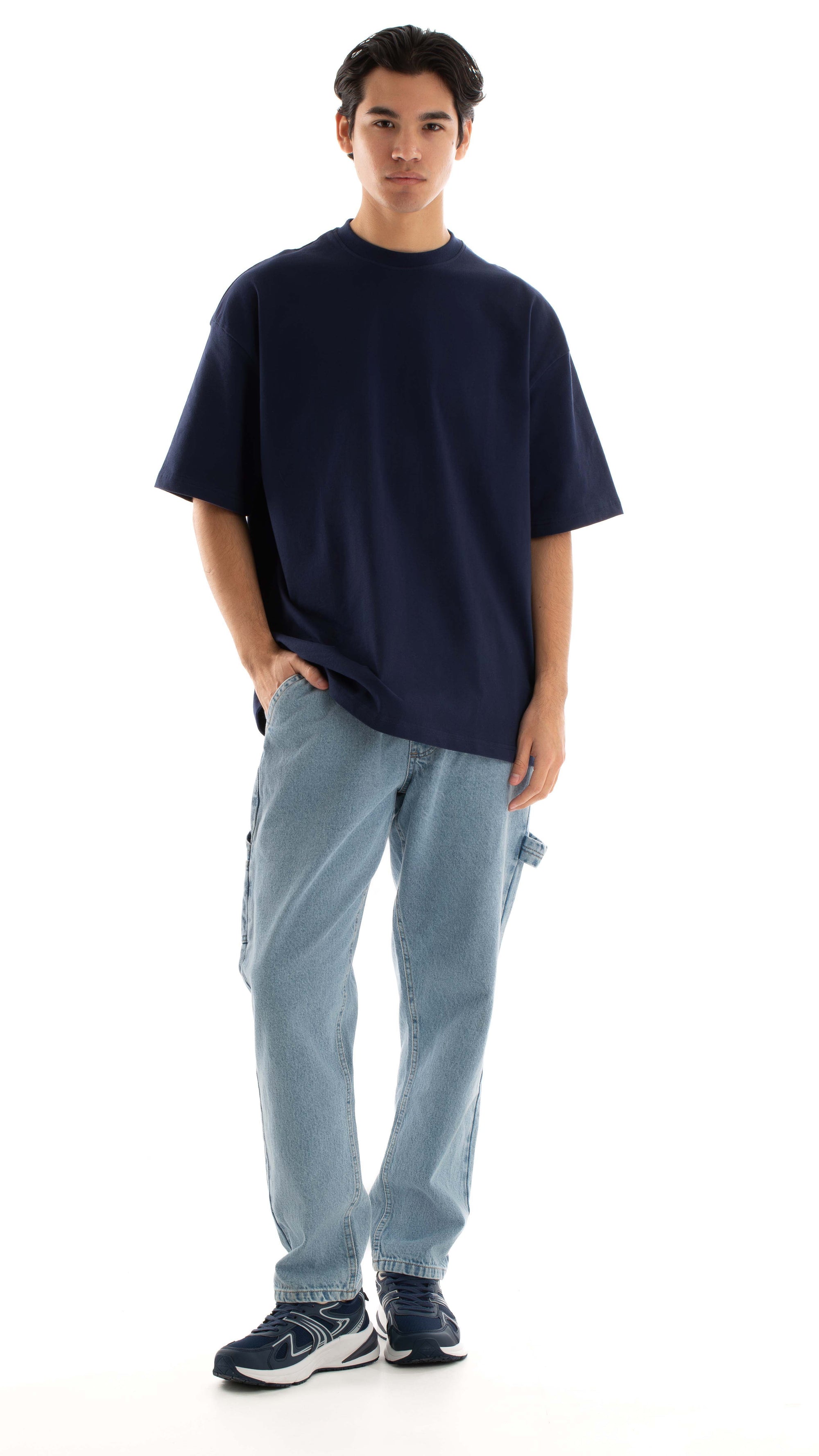 Relaxed Straight Denim Pants with Drawstring Waist