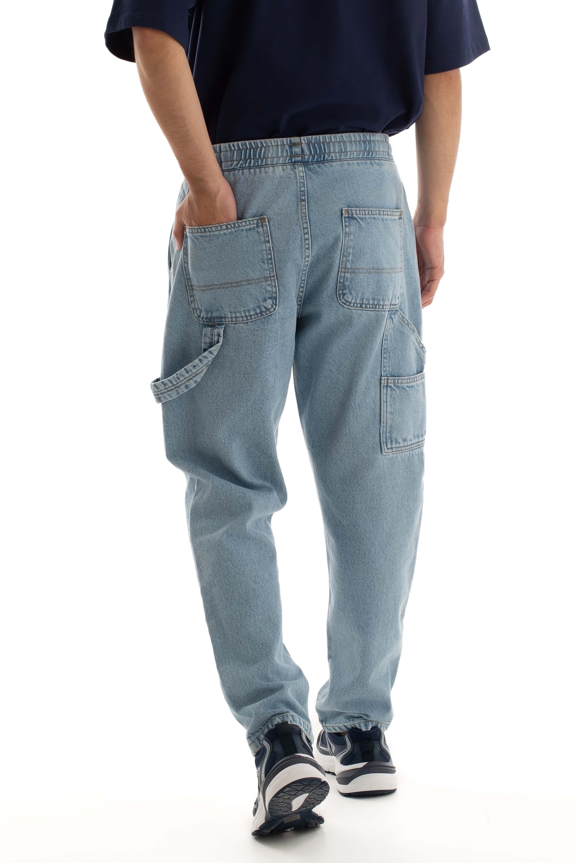 Relaxed Straight Denim Pants with Drawstring Waist