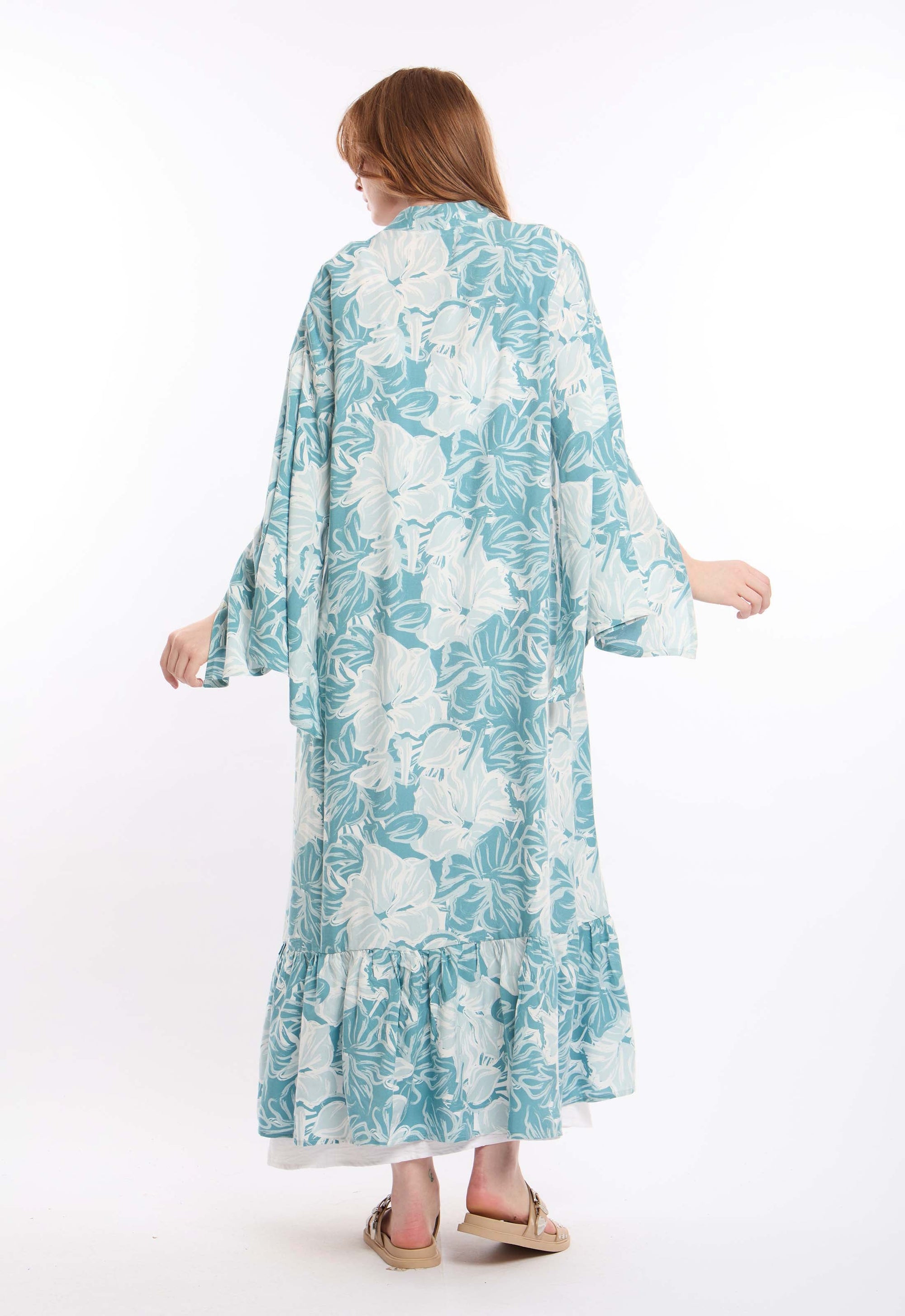 Lightweight Floral Kimono with Slit Sleeves