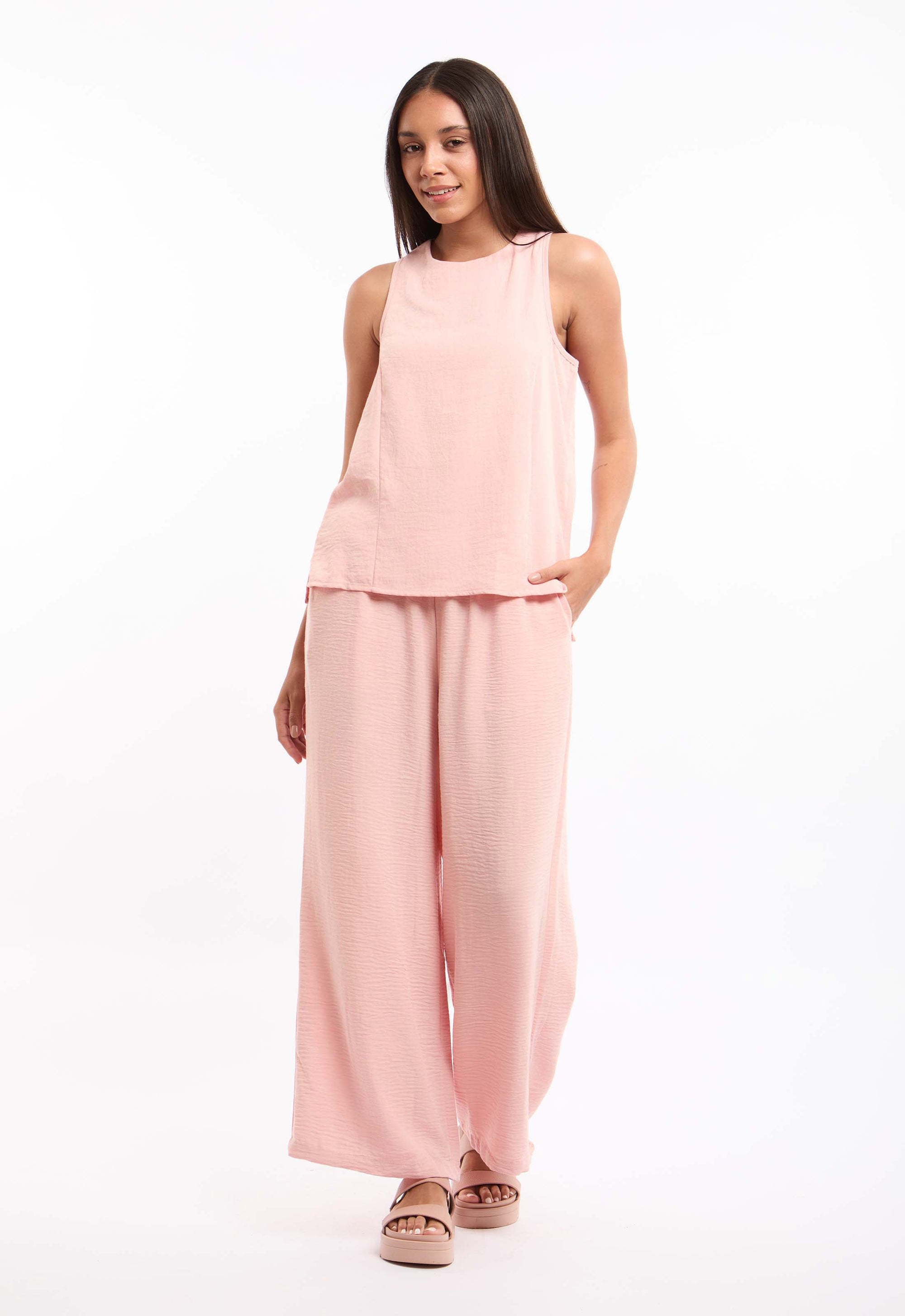 Wide-Leg Pants with Drawstring Waist