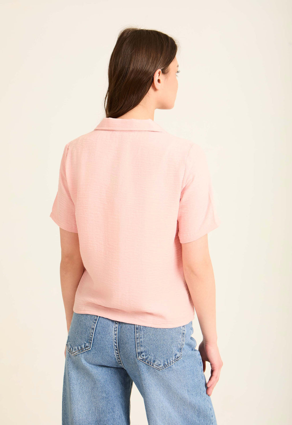 Button-Front Blouse Featuring a Lapel Collar