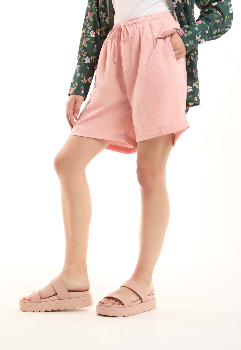 Textured Wide-Leg Drawstring Shorts