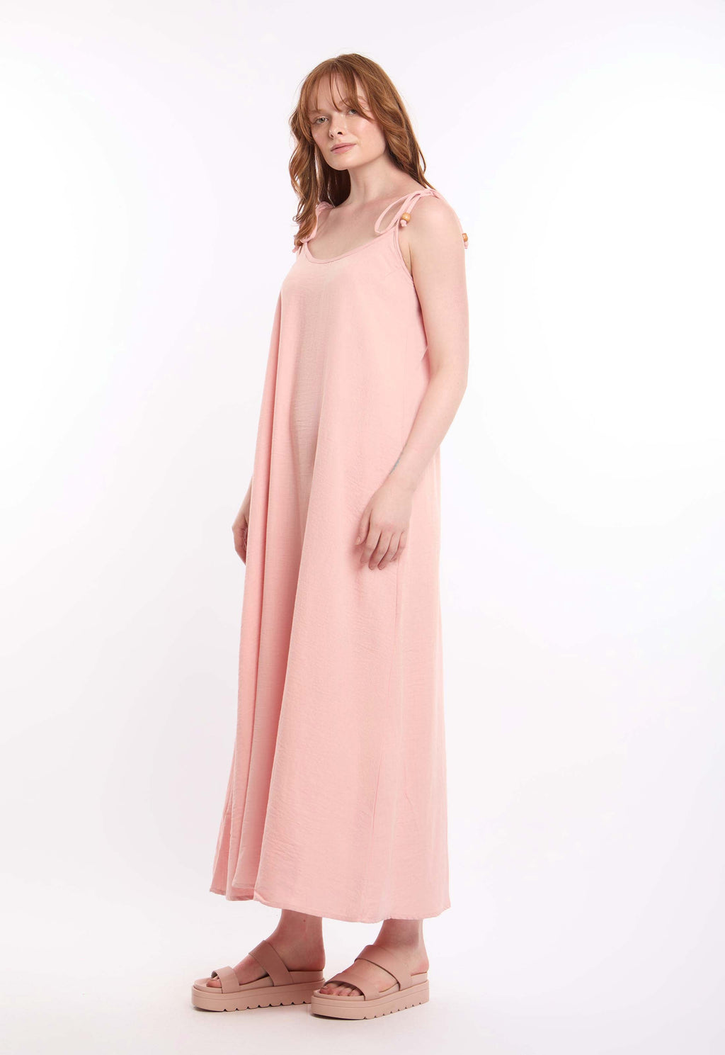 Textured Lace-Up Dress with Side Pockets