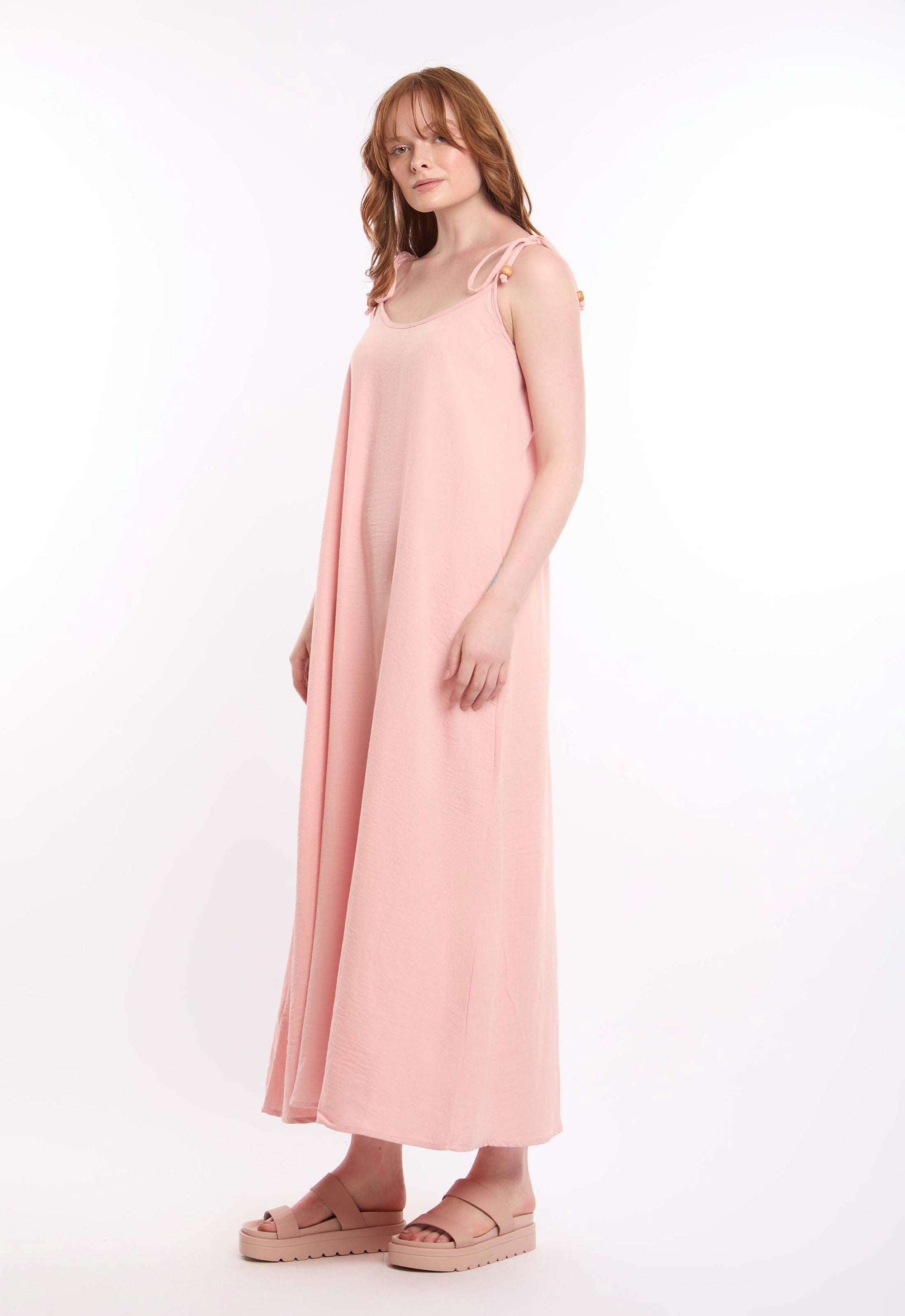 Textured Lace-Up Dress with Side Pockets