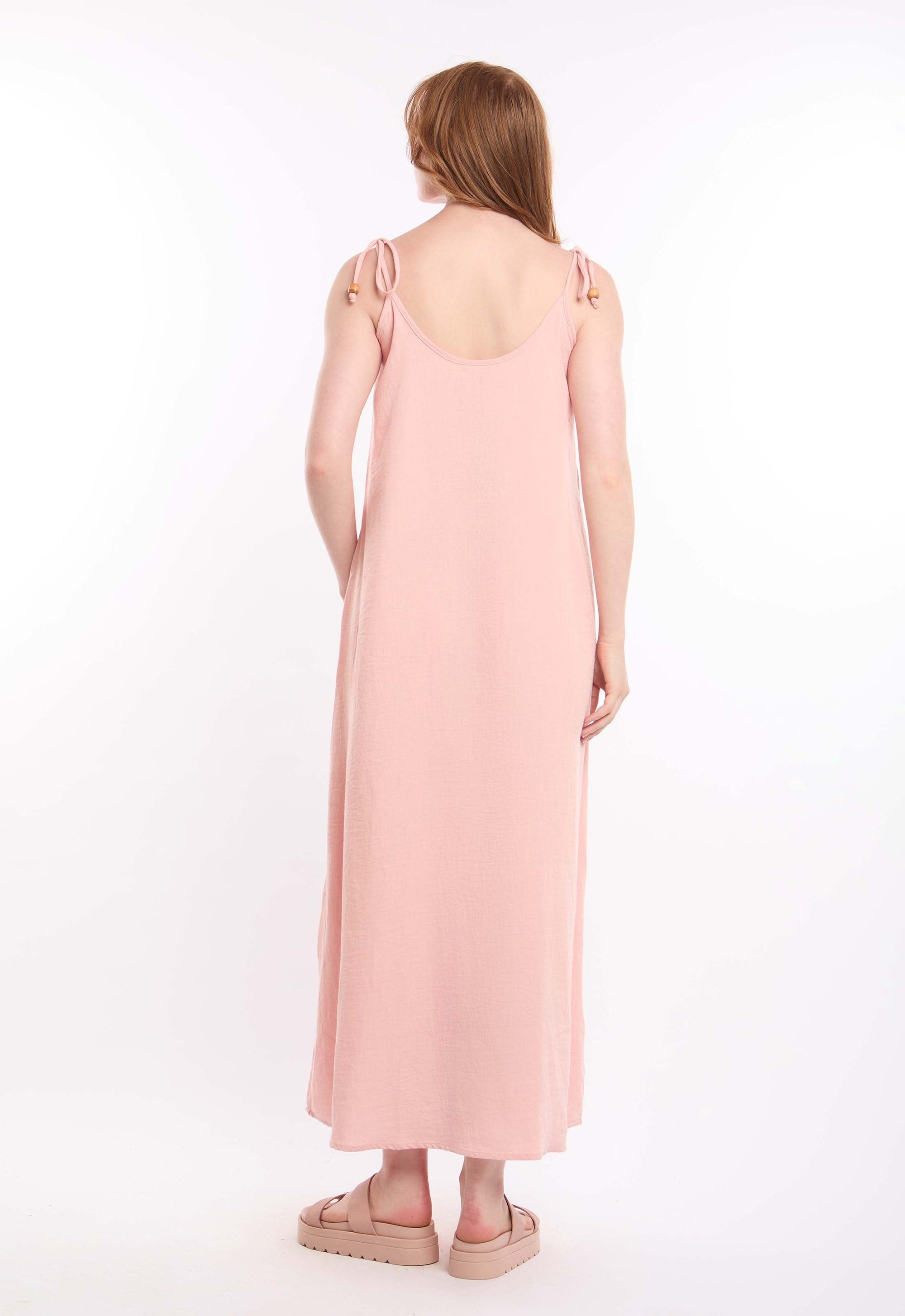 Textured Lace-Up Dress with Side Pockets