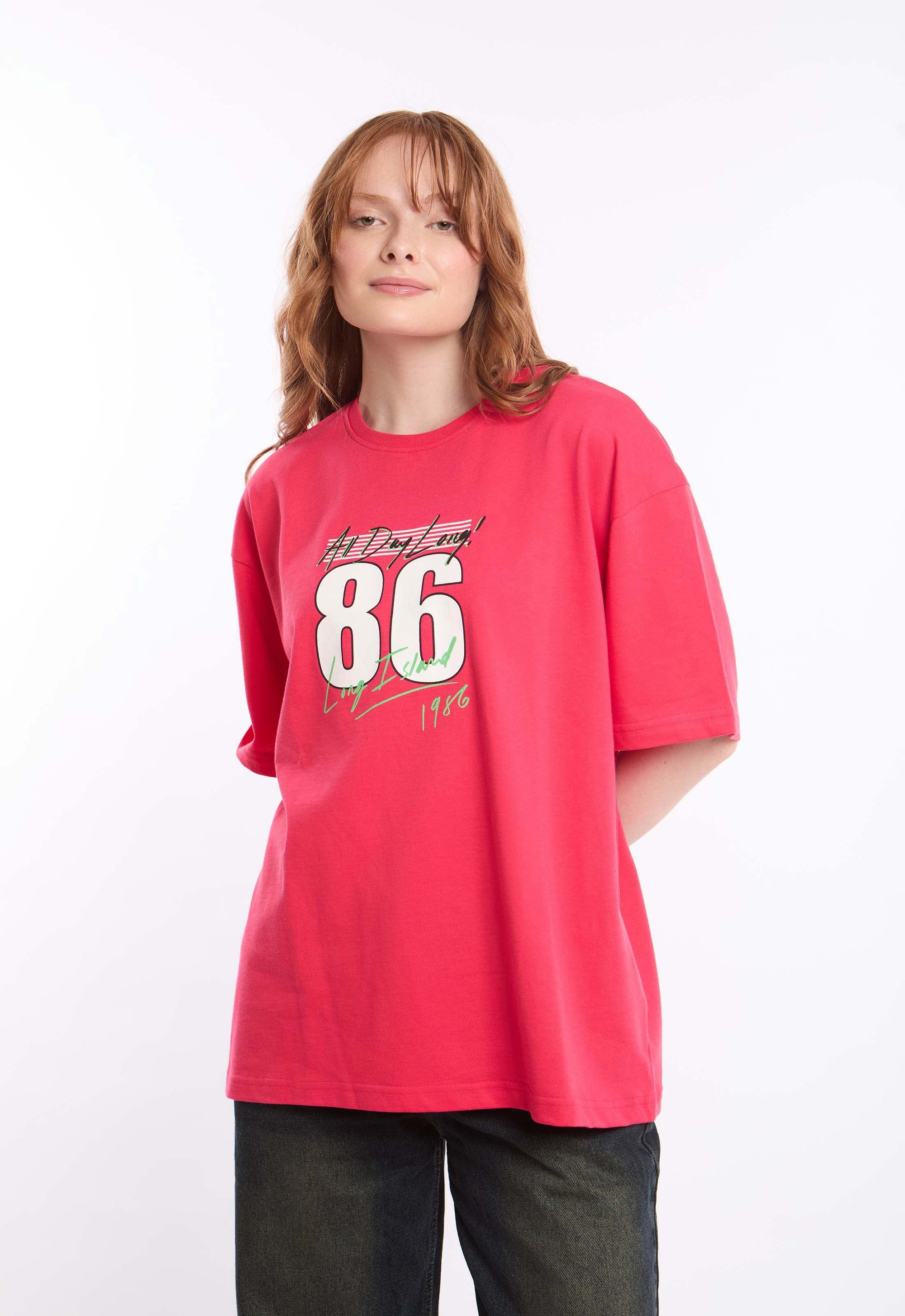 Printed Crew Neck Slip On Long Tee