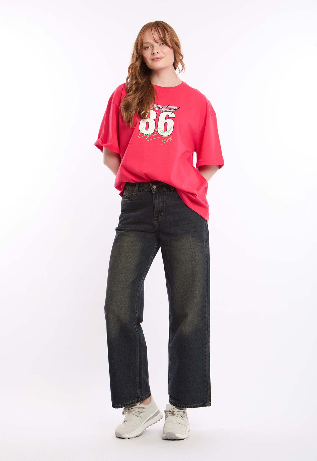 Printed Crew Neck Slip On Long Tee