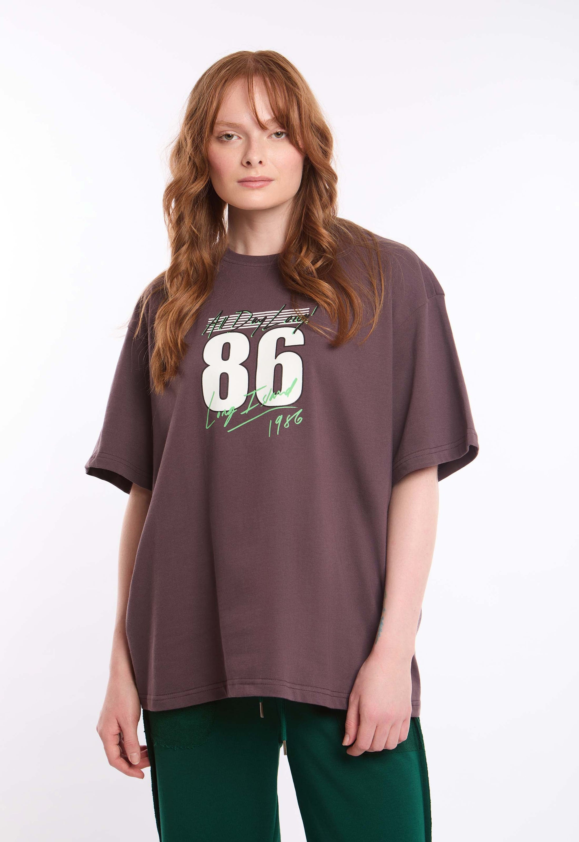 Printed Crew Neck Slip On Long Tee