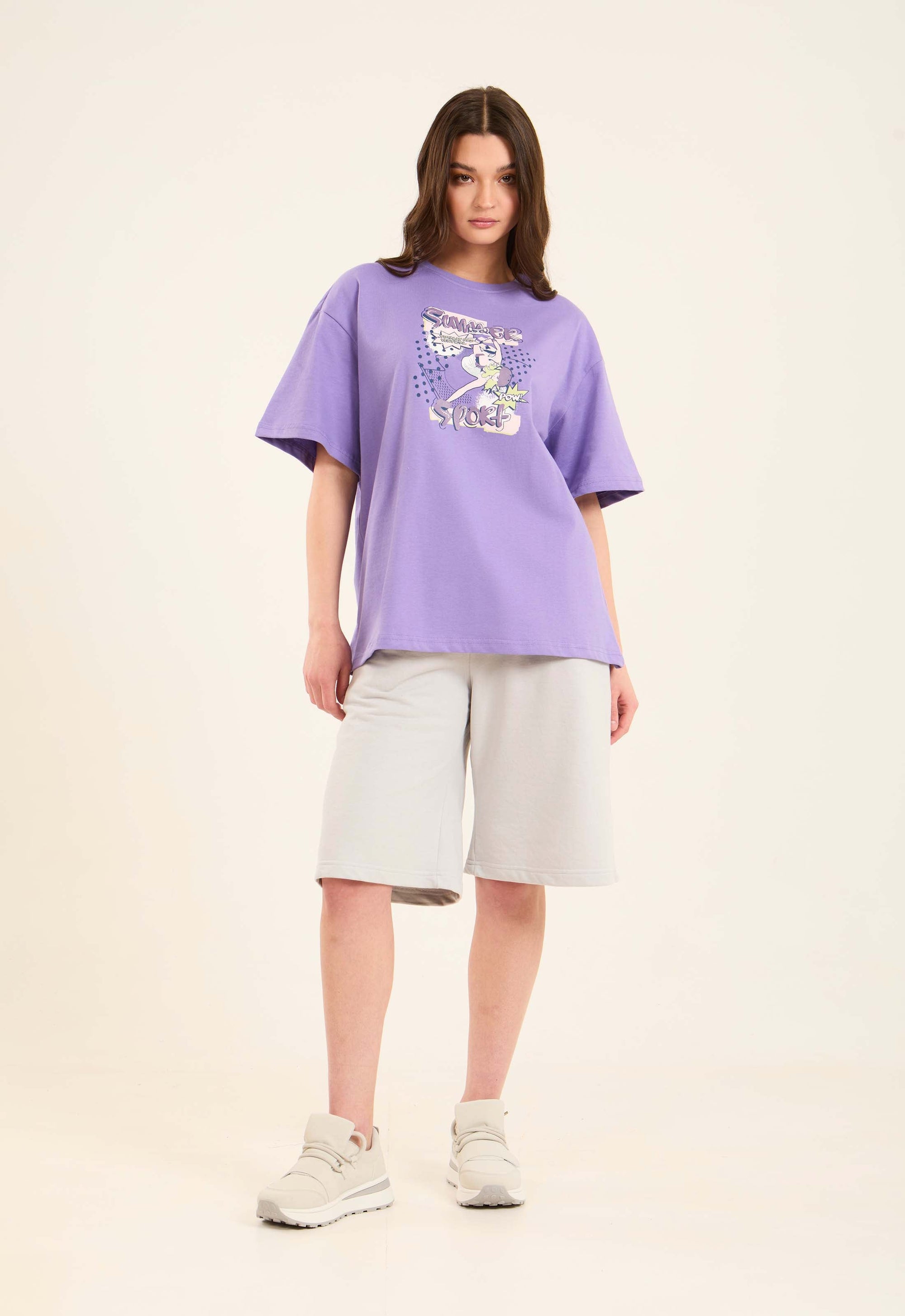 Slip On Long Shorts with Drawstring Waist