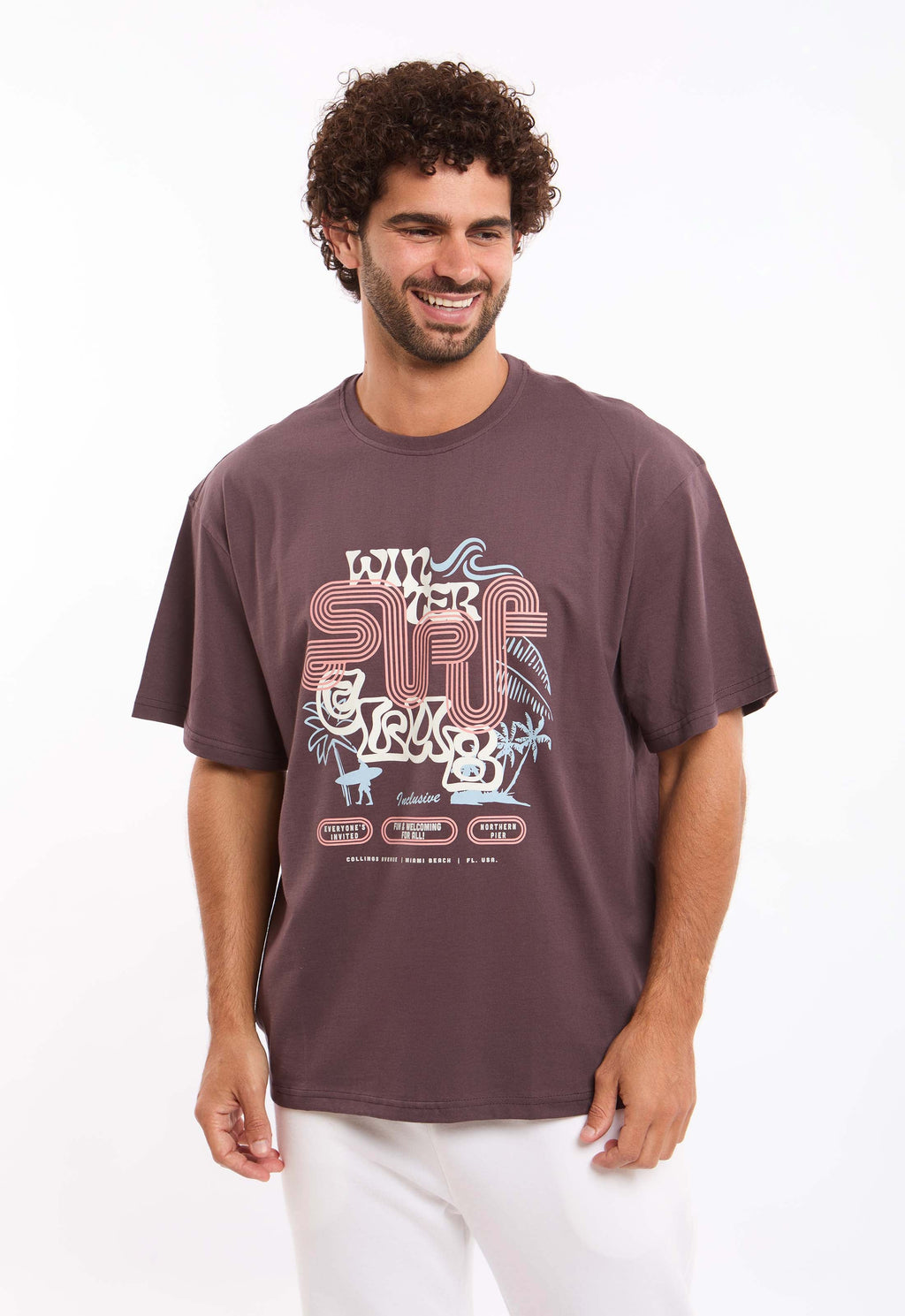 "Winter" Printed Elbow Sleeves Cotton Tee