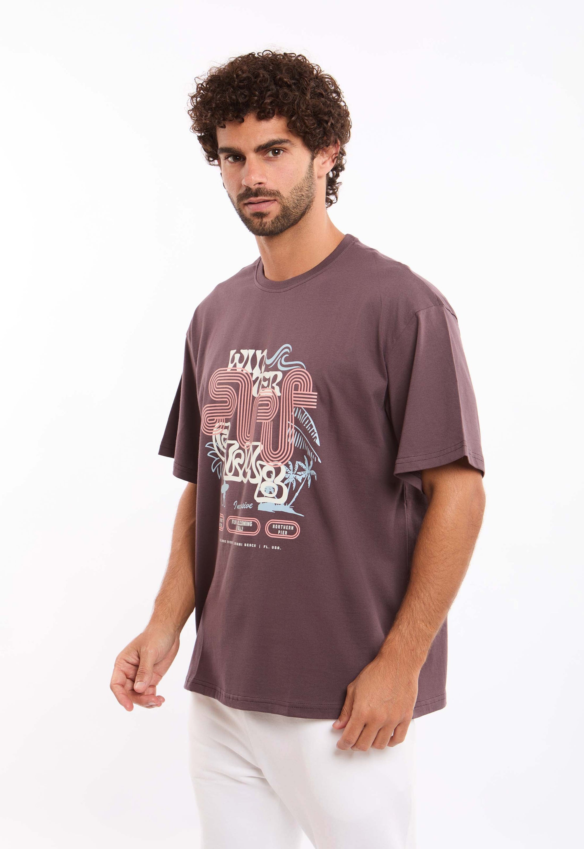 "Winter" Printed Elbow Sleeves Cotton Tee