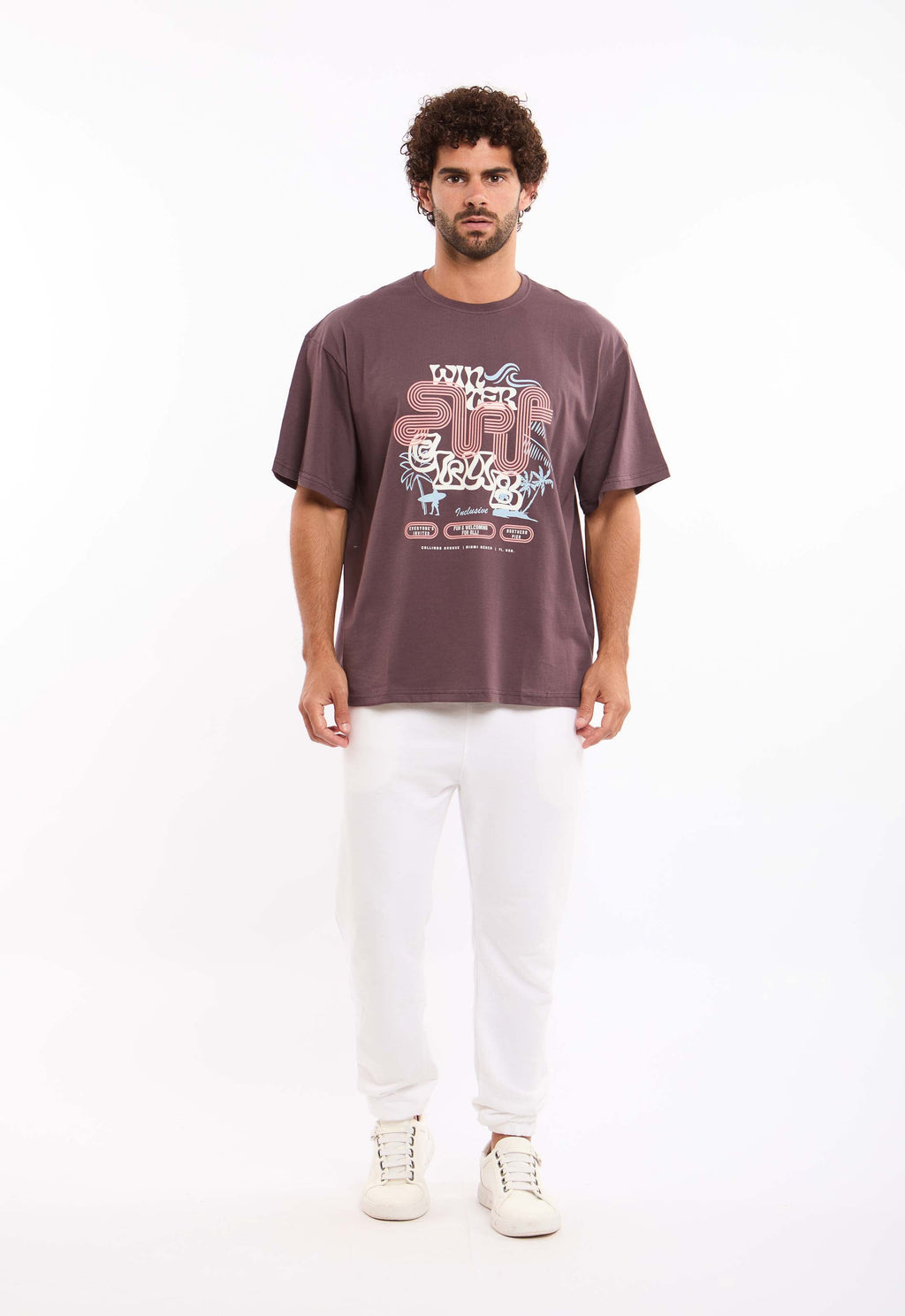 "Winter" Printed Elbow Sleeves Cotton Tee