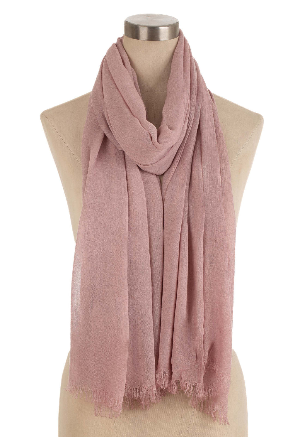 Solid Viscose Scarf with Distressed Trim