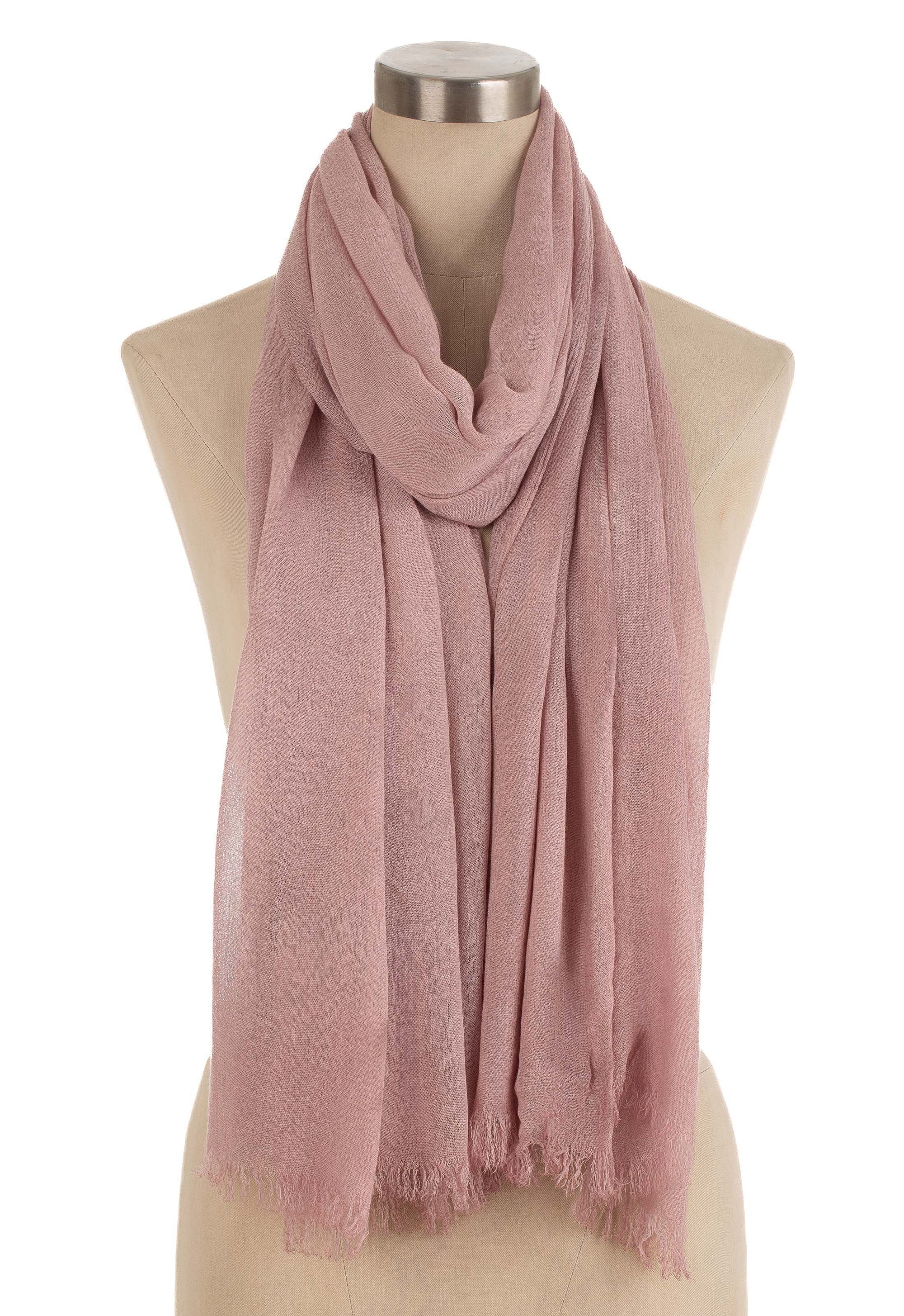 Solid Viscose Scarf with Distressed Trim