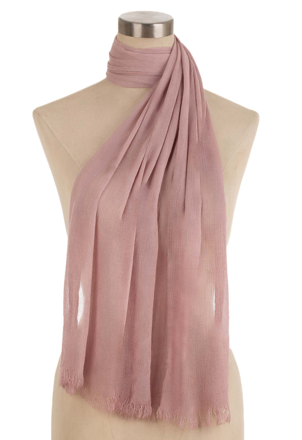 Solid Viscose Scarf with Distressed Trim